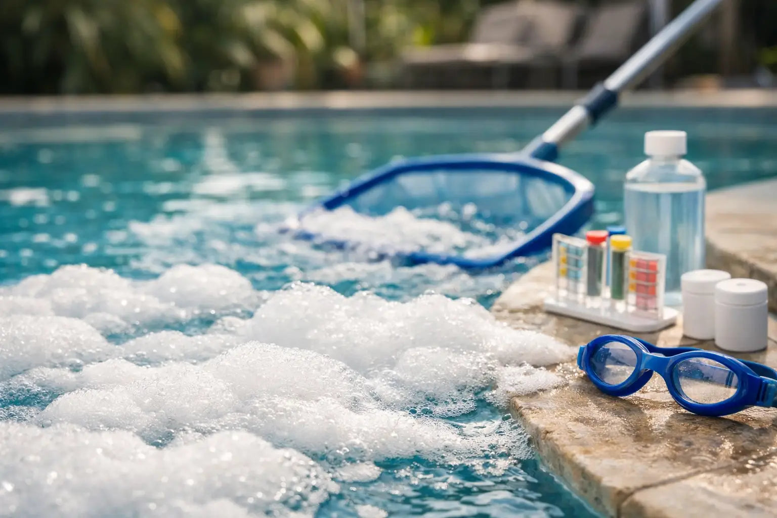 Agua con espuma en piscina: causas y solución