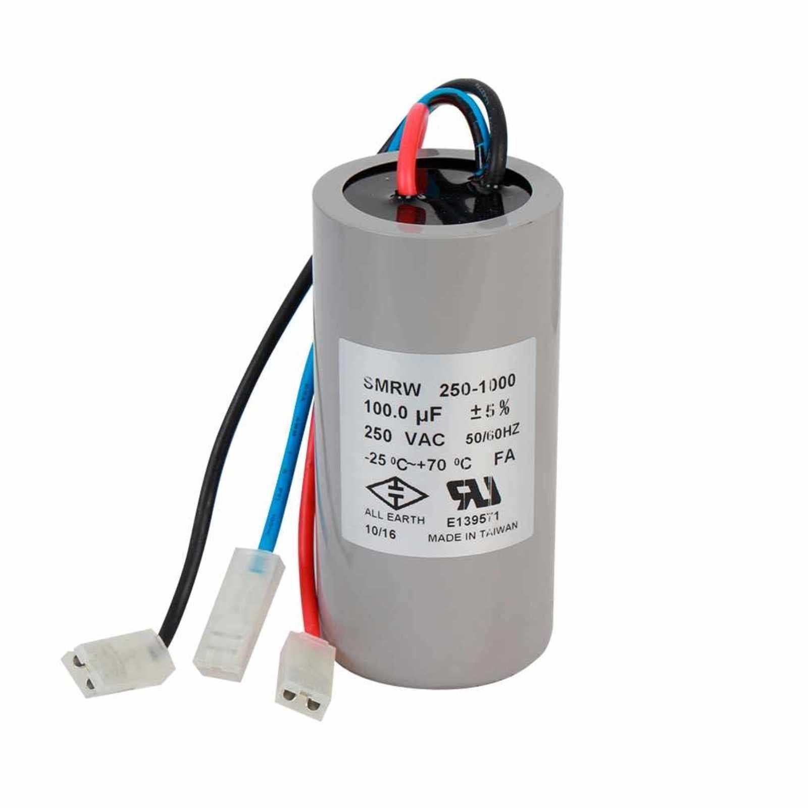 Capacitor de trabajo 100MF ±5%, 250V, para la caja de control AQUA PAK modelo CCQA 1115. Modelo: 007-001-D-095