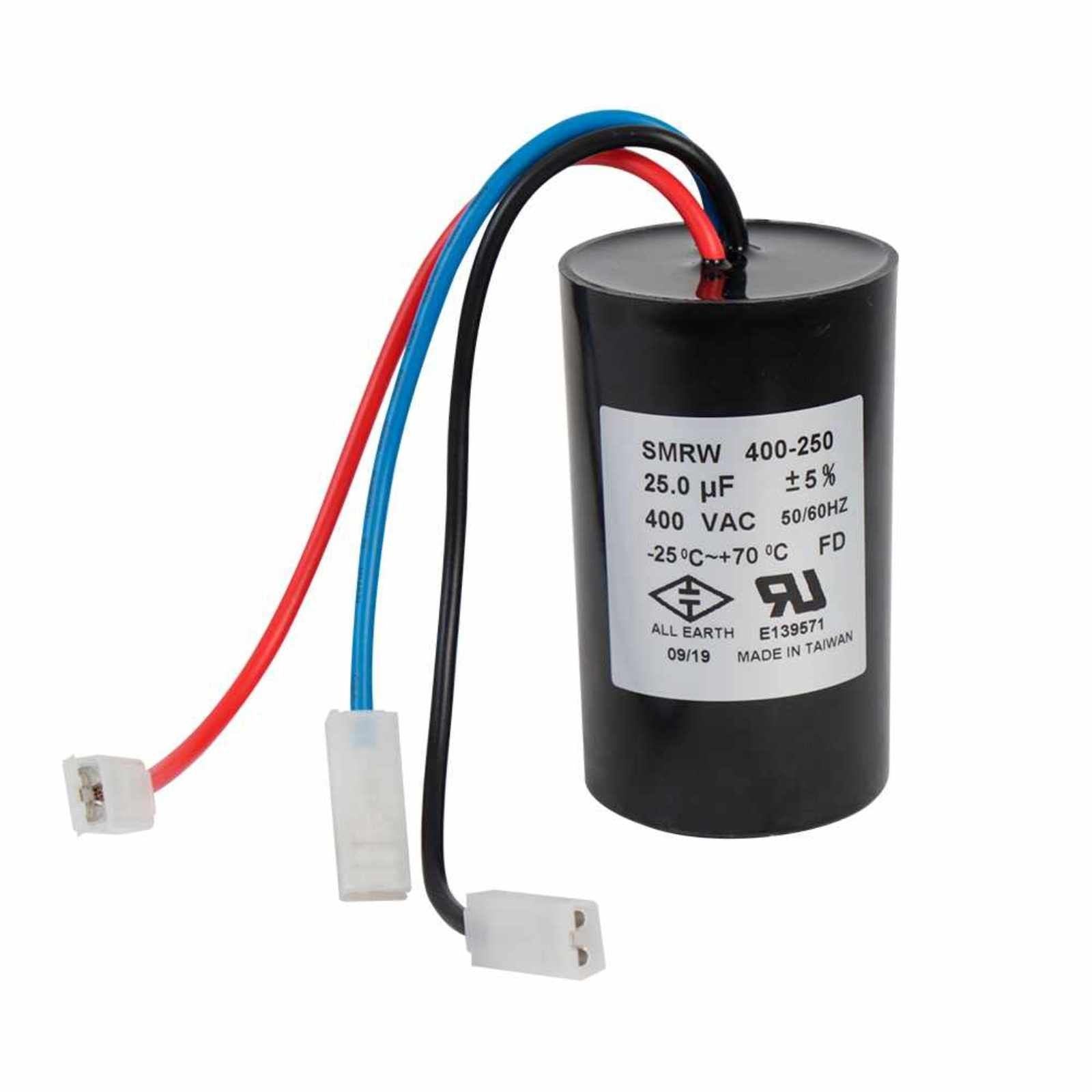 Capacitor de trabajo 25MF ±5%, 400V, para la caja de control AQUA PAK de 1 HP modelo CCQA 1230. Modelo: 007-001-D-096