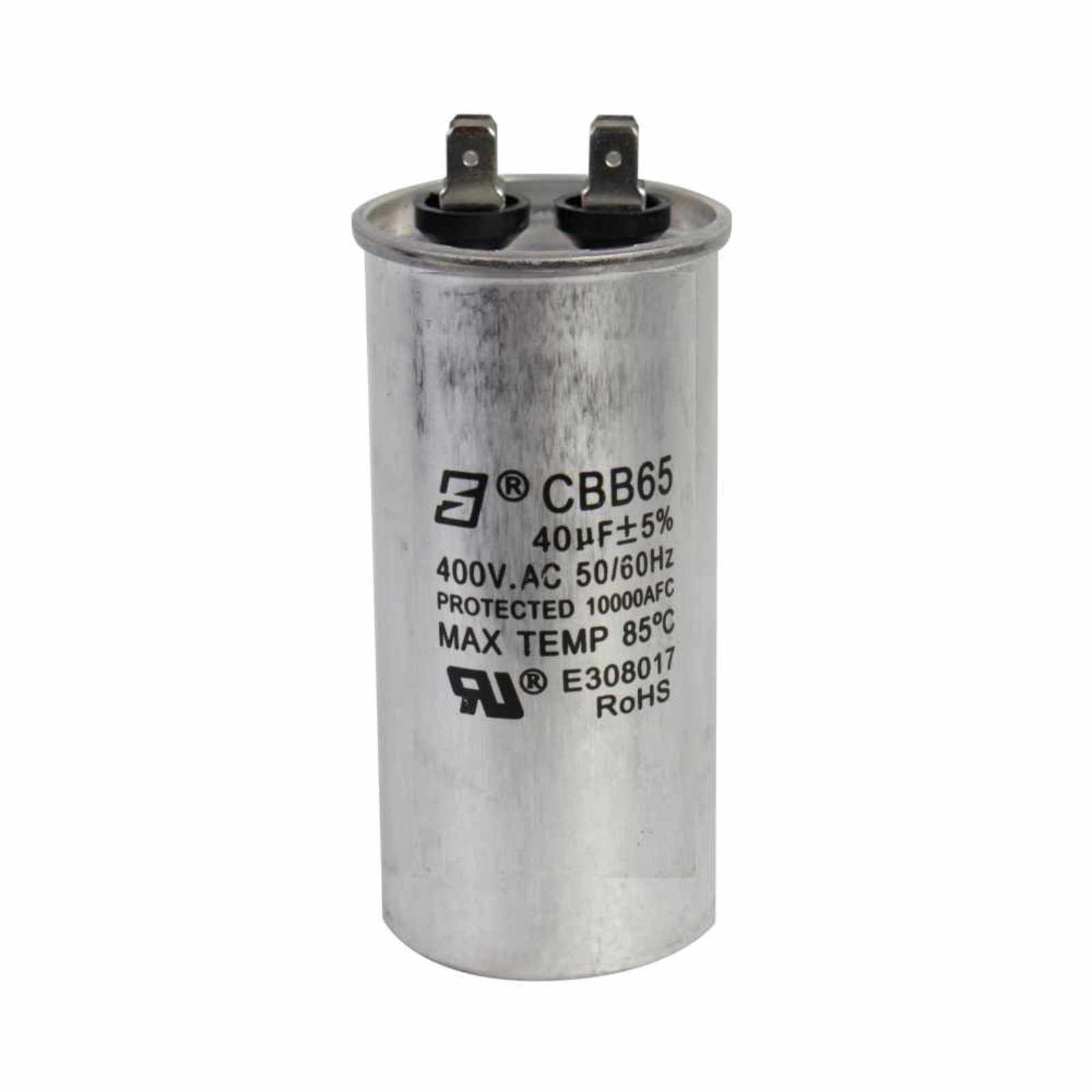 Capacitor de trabajo 40MF ±5%, 400V, para la caja de control AQUA PAK de 2 HP modelo CCQA 2230. Modelo: 007-001-D-099