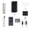 Kit Bomba con motor 1.5 HP sumergible con variador, panel solar y accesorios. Modelo: AQT-KOR1.2-MSQA4