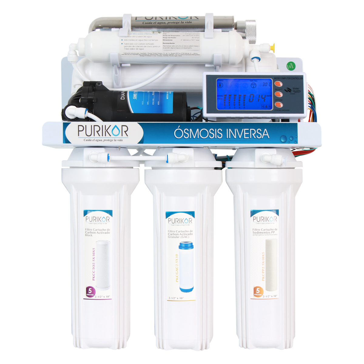 Sistema de Ósmosis Inversa Purikor PKRO100-6UVPM - 100 GPD con luz UV