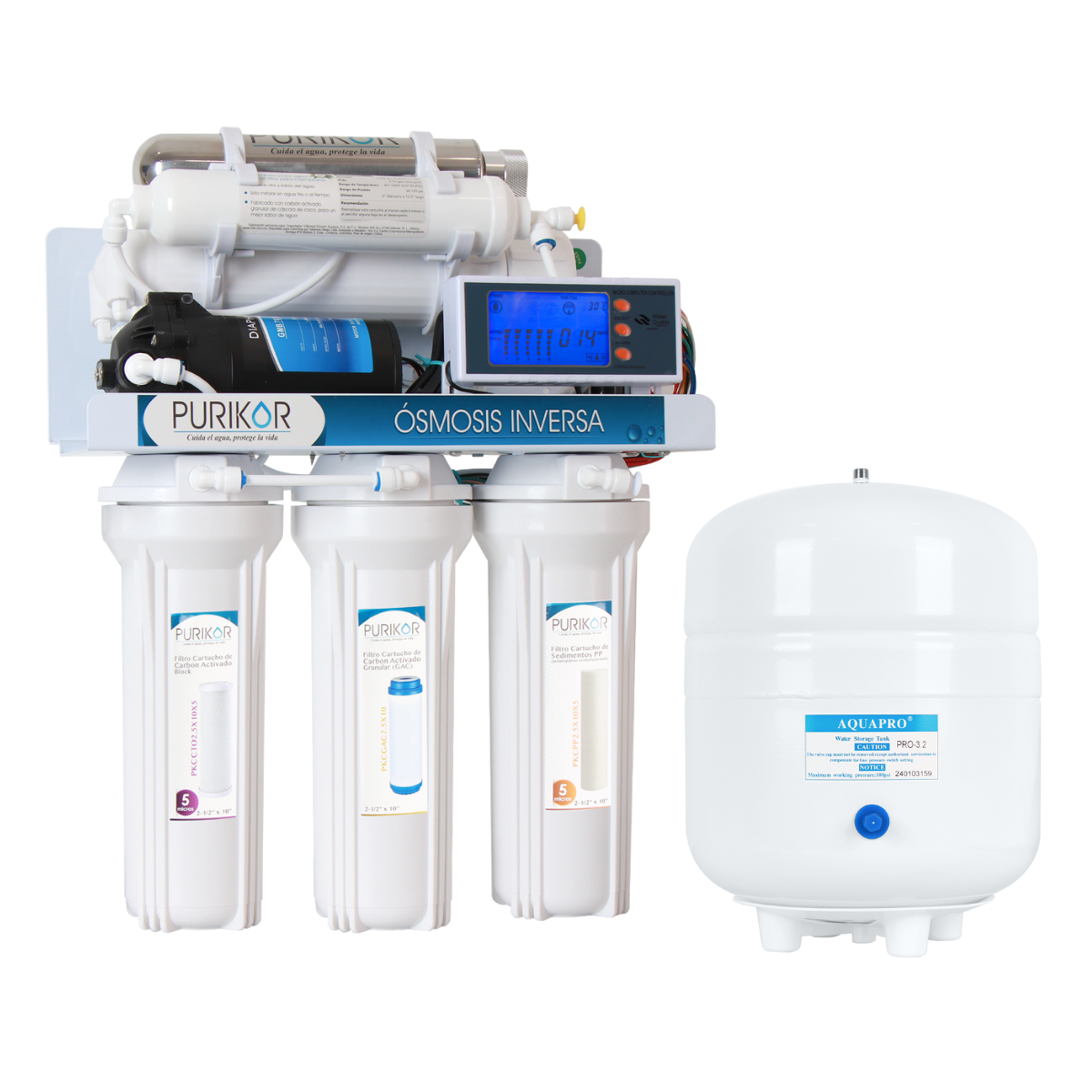 Sistema de Ósmosis Inversa Purikor PKRO100-6UVPM - 100 GPD con luz UV