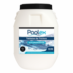 POOLEX Tricloro en tabletas de 3", 50 kg. Cloro de alta concentracion y acción prolongada.