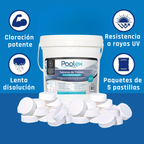 POOLEX Tricloro en tabletas de 3" (10 kg) para Piscinas, de Alta concentracion y acción prolongada