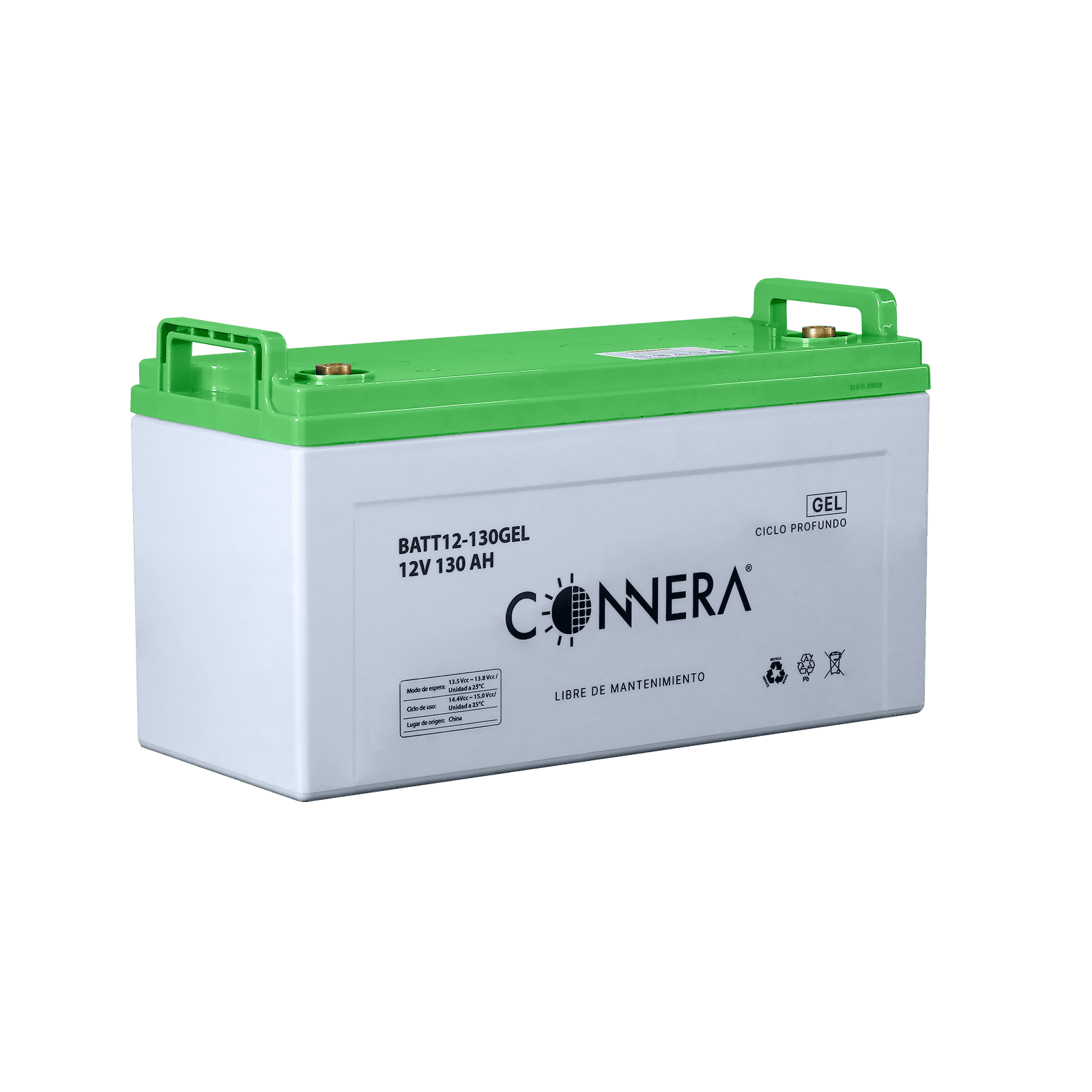 Batería de gel de ciclo profundo con válvula reguladora. Modelo: BATT12-130GEL