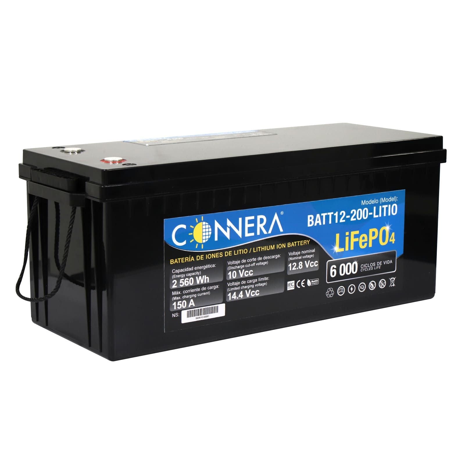Batería de LITIO LiFePO₄. Modelo: BATT12-200-LITIO