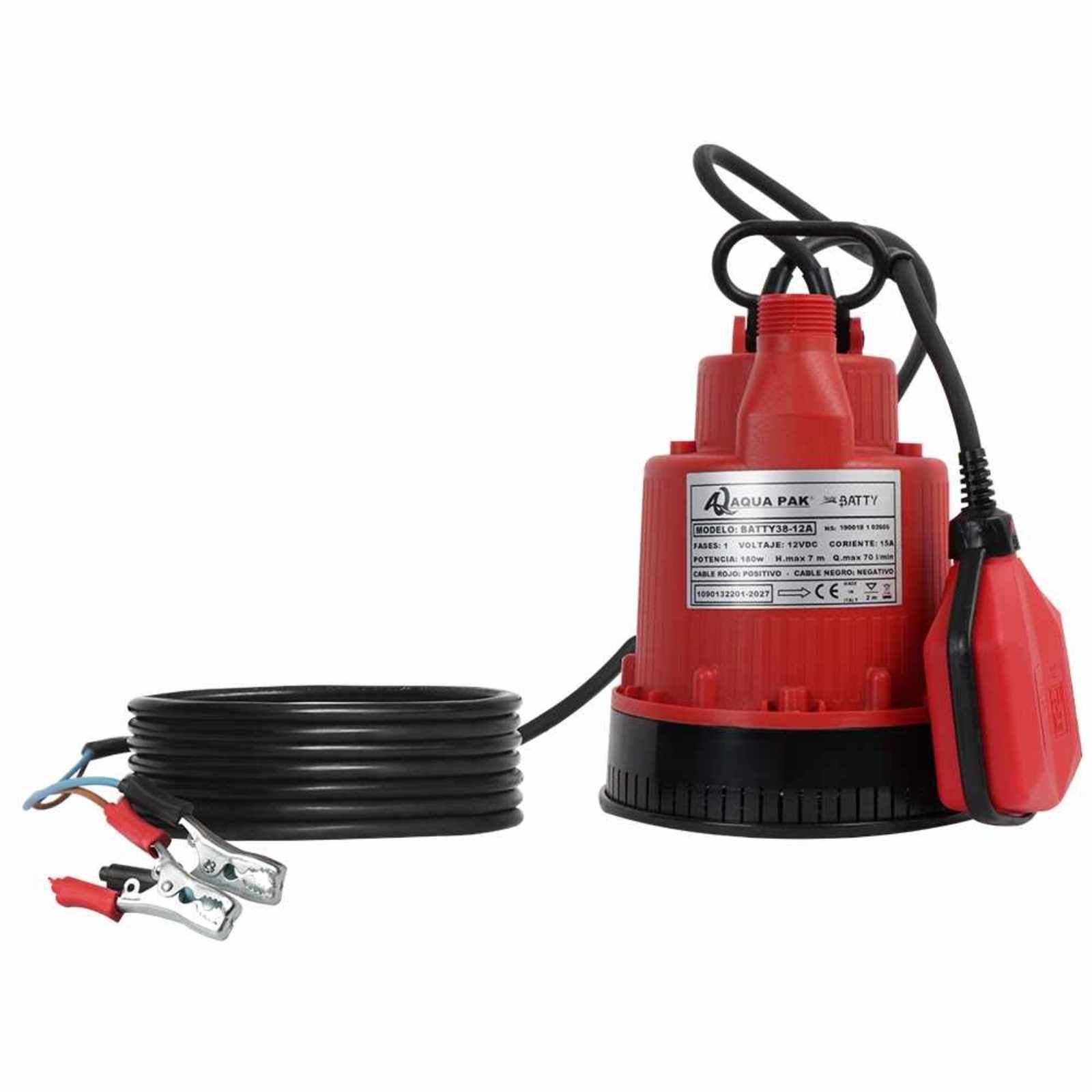 AQUA PAK Modelo BATTY38-12A — Motobomba sumergible para achique 0.24 HP