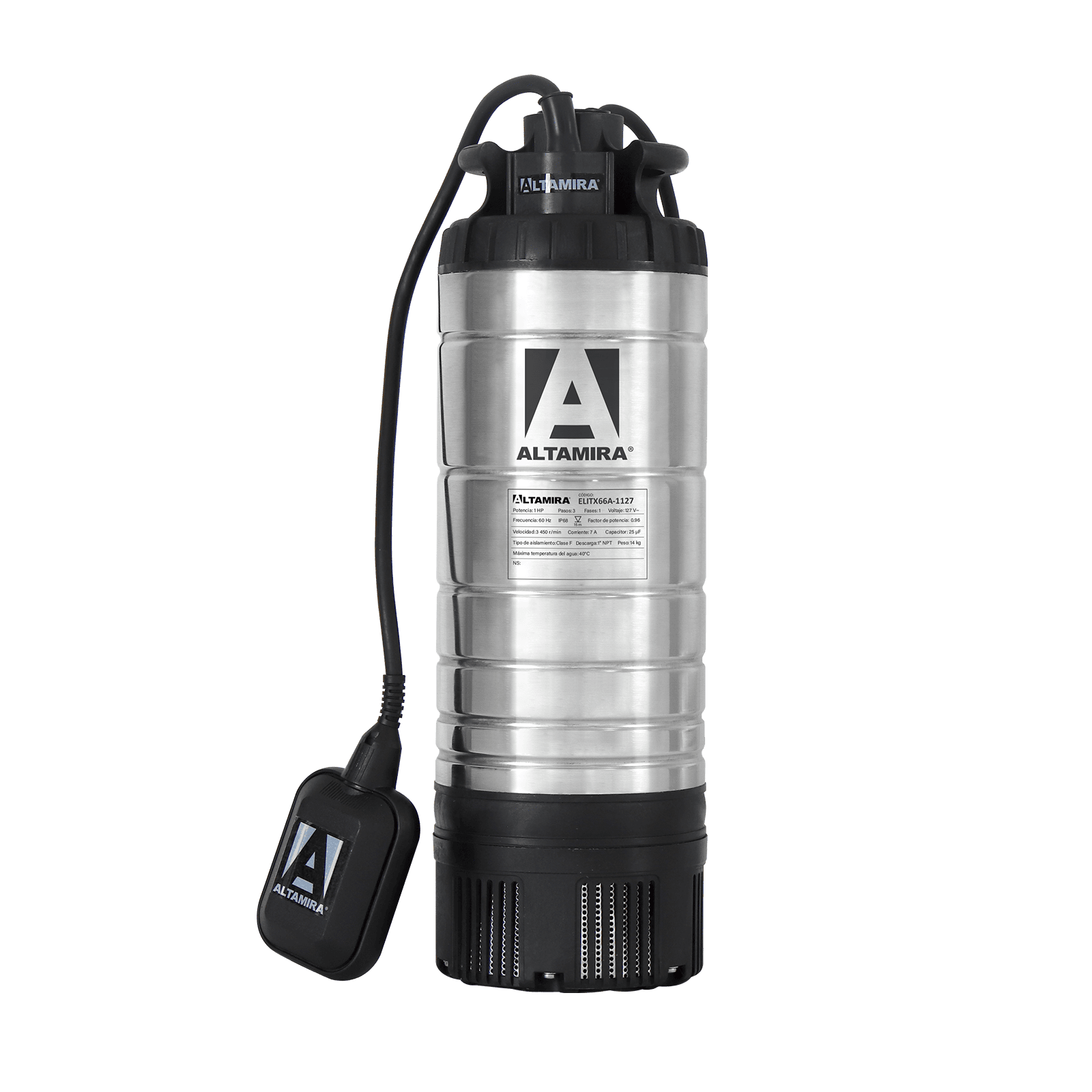 ALTAMIRA Modelo ELITX66A-1127 — Motobomba sumergible para agua limpia 1 HP 6"