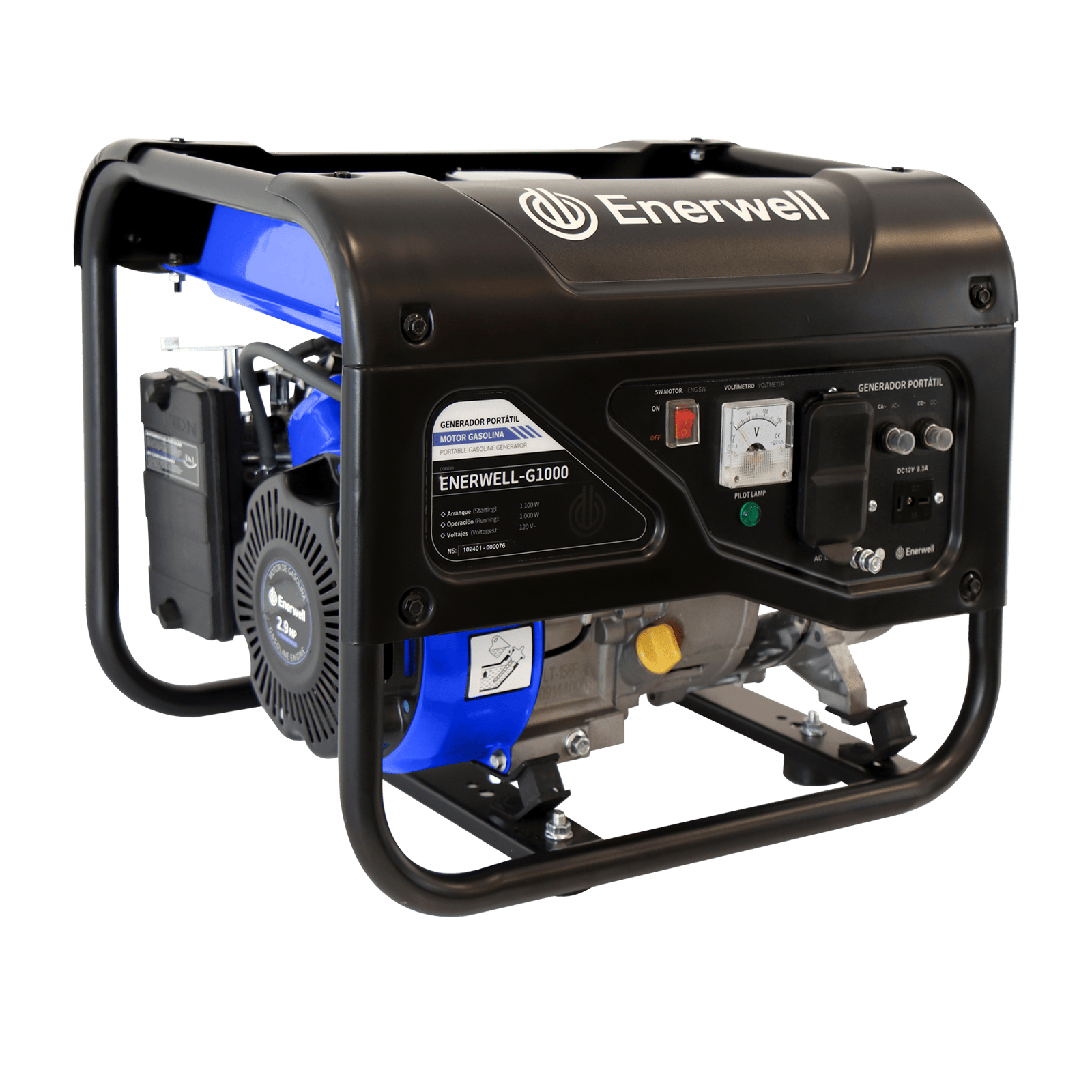 Generador portátil a gasolina. Modelo: ENERWELL-G1000