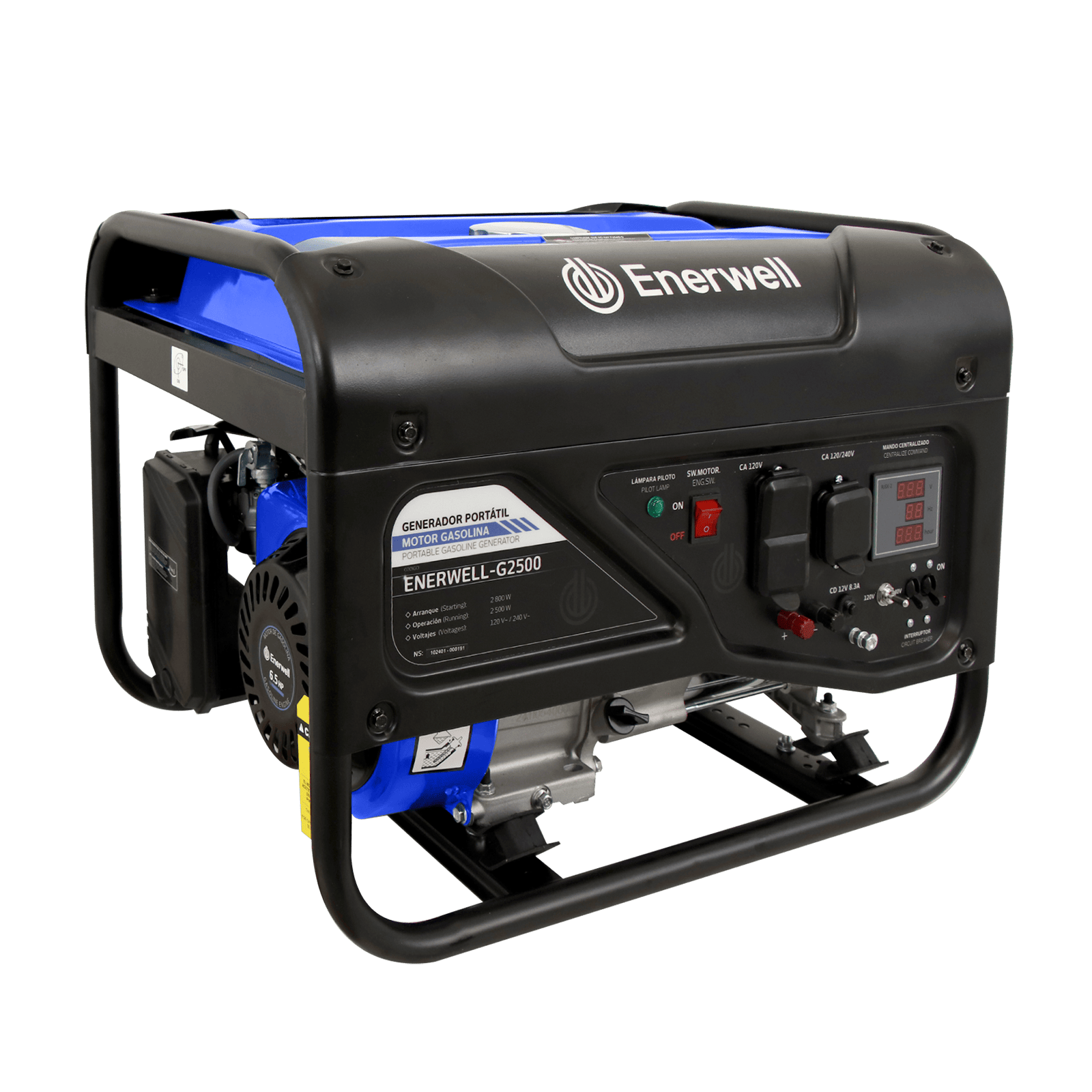 Generador portátil a gasolina. Modelo: ENERWELL-G2500