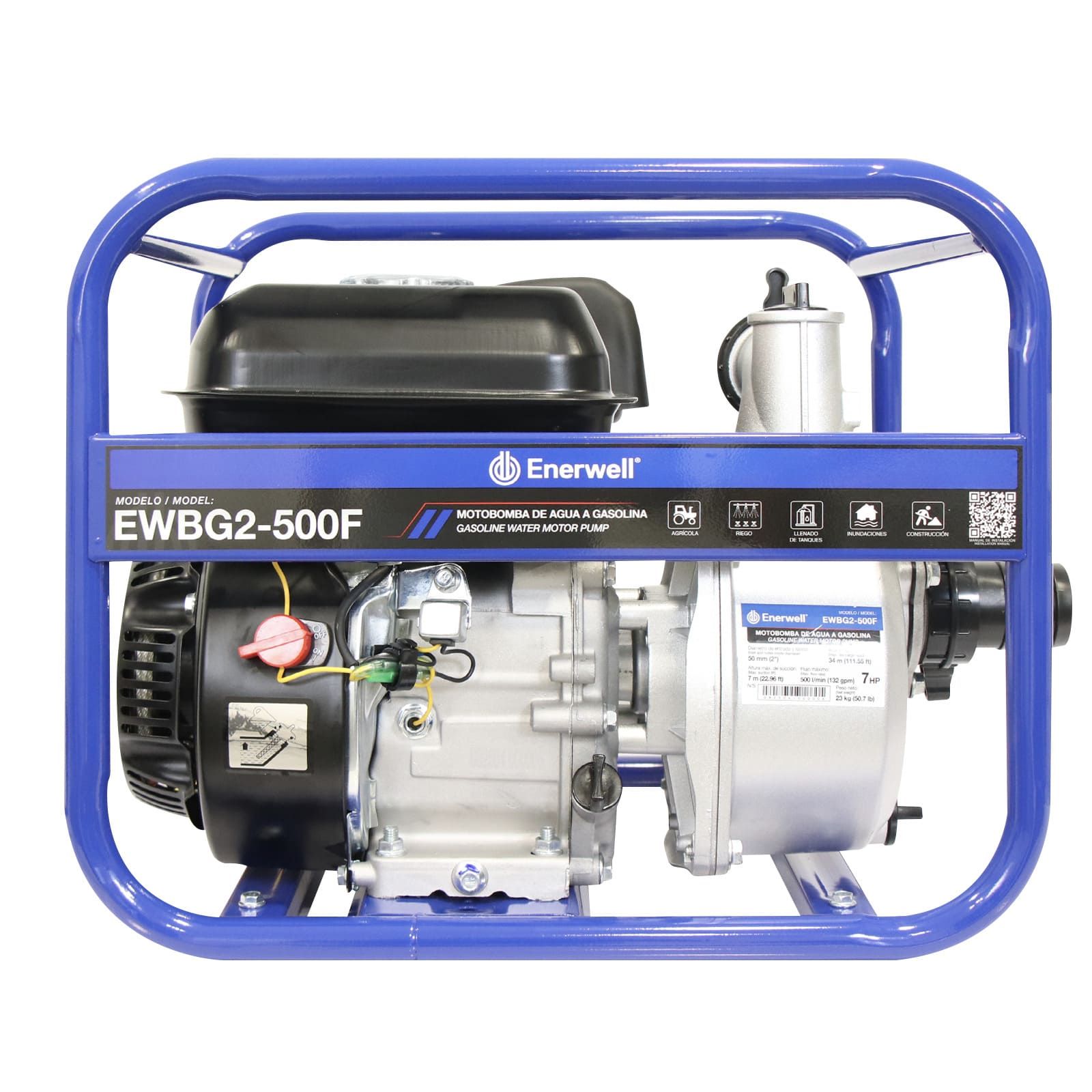 Bomba de agua con motor a gasolina. Modelo: EWBG2-500F