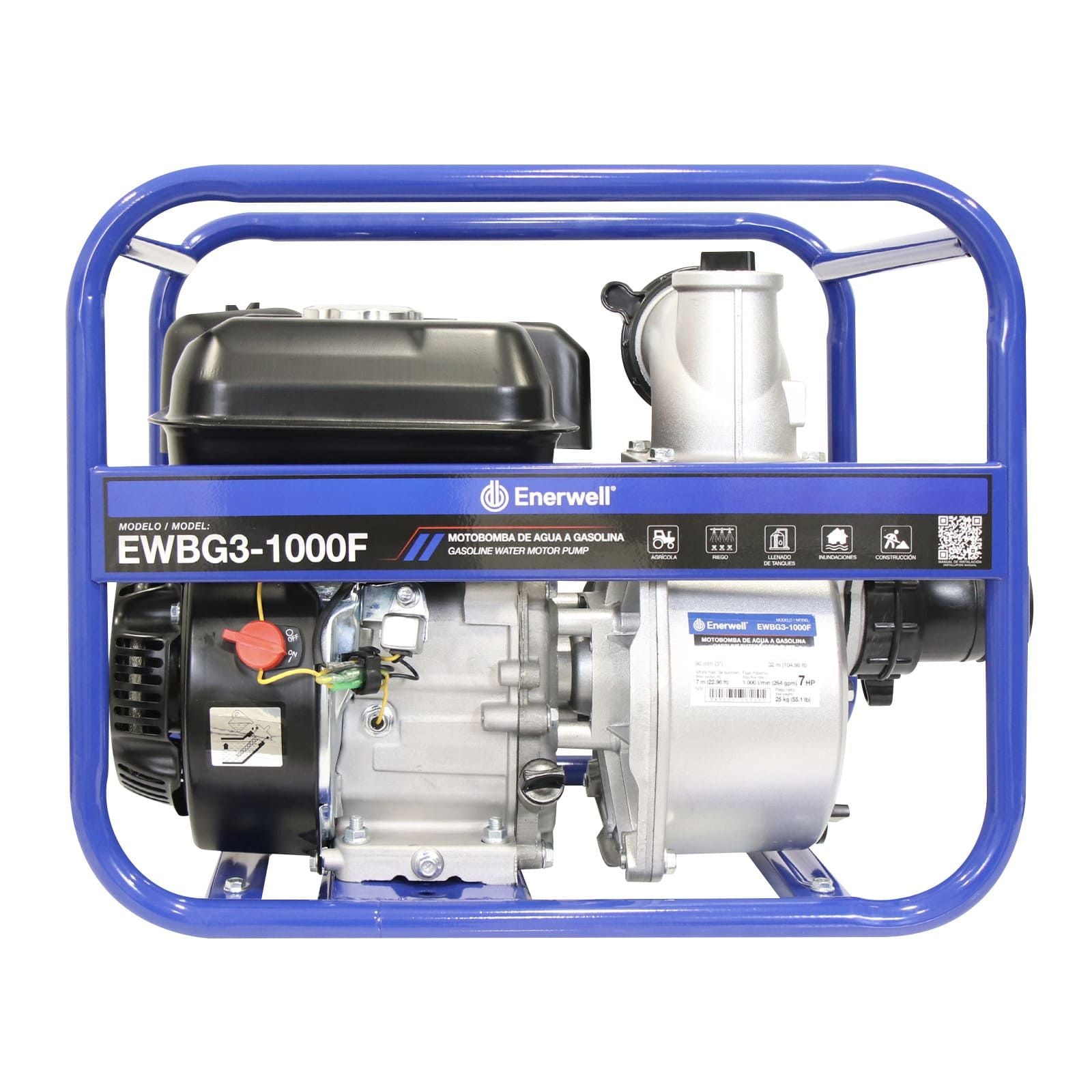 Bomba de agua con motor a gasolina. Modelo: EWBG3-1000F