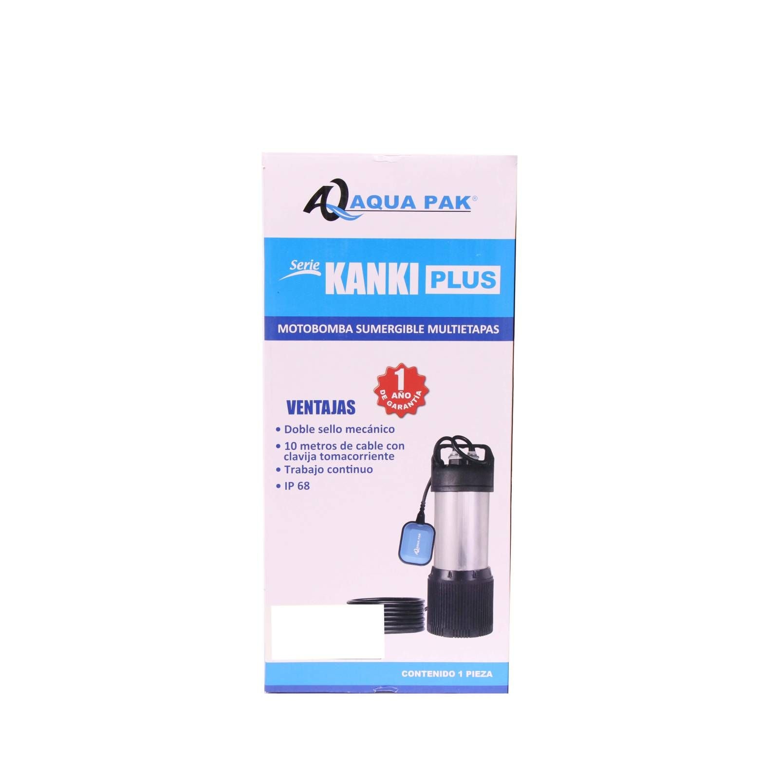 AQUA PAK Modelo KANKIPLUS64A-1127 — Motobomba sumergible para agua limpia 1 HP 6"