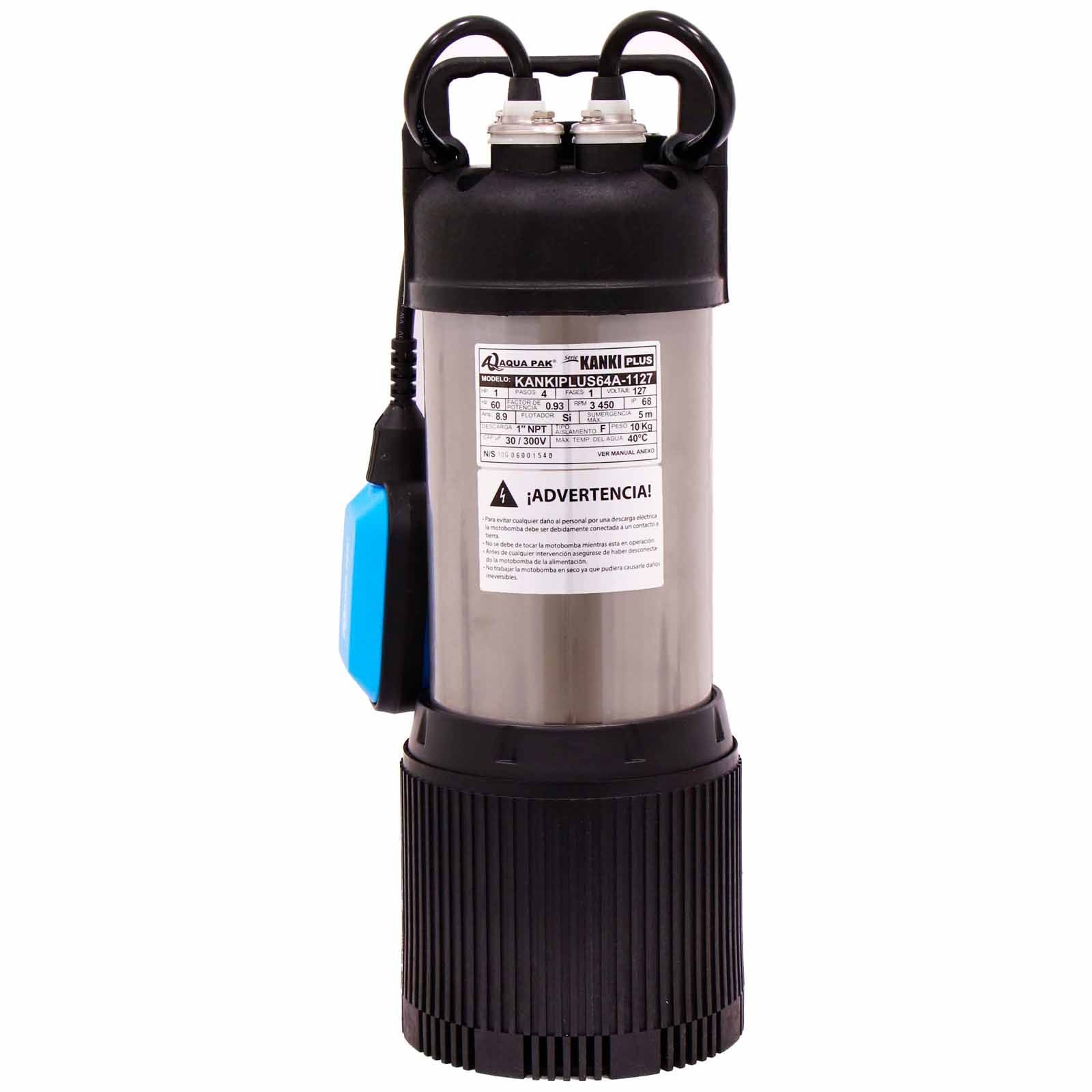 AQUA PAK Modelo KANKIPLUS64A-1127 — Motobomba sumergible para agua limpia 1 HP 6"