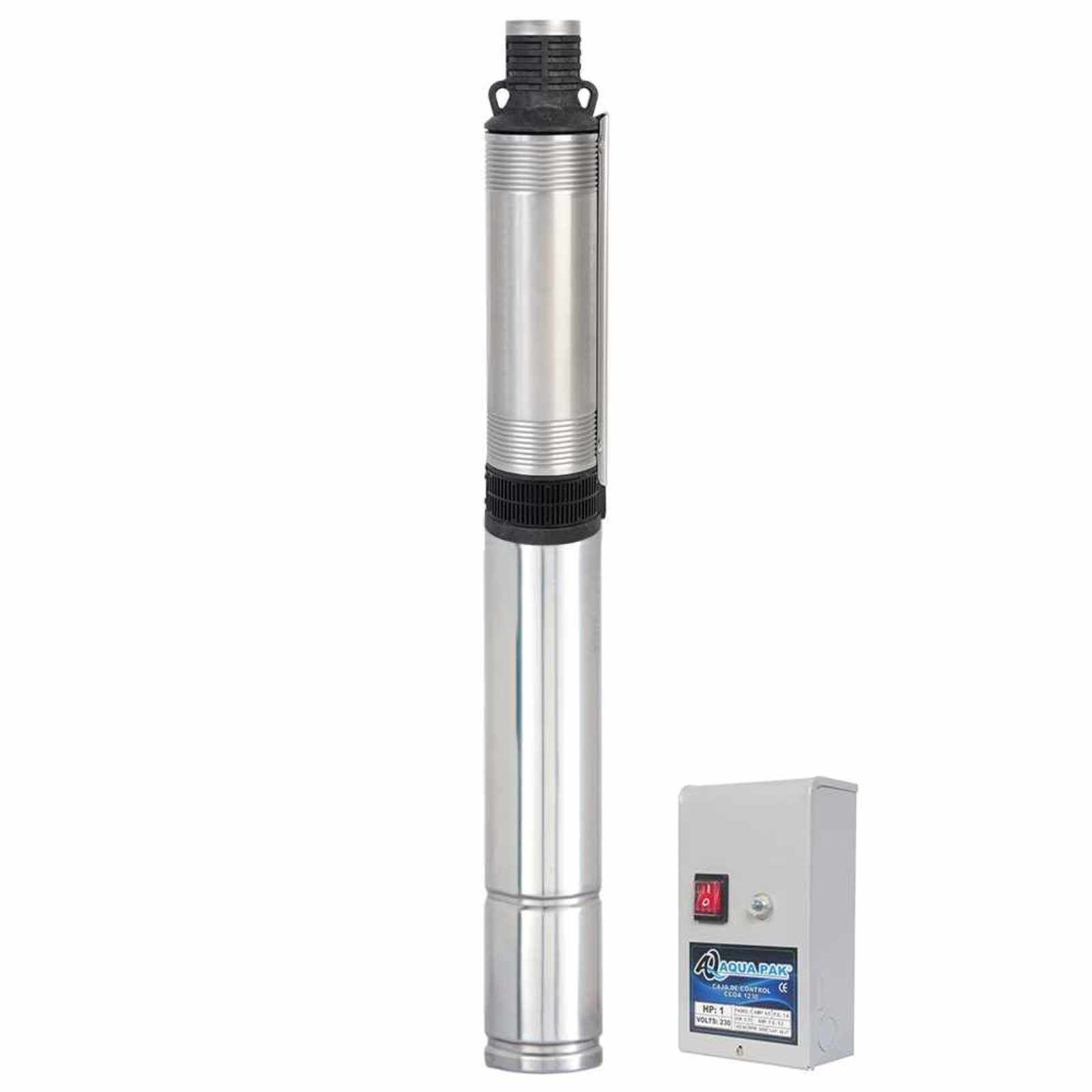 AQUA PAK Modelo M1P10-10/1115 — Motobomba sumergible para agua limpia 1 HP 4"