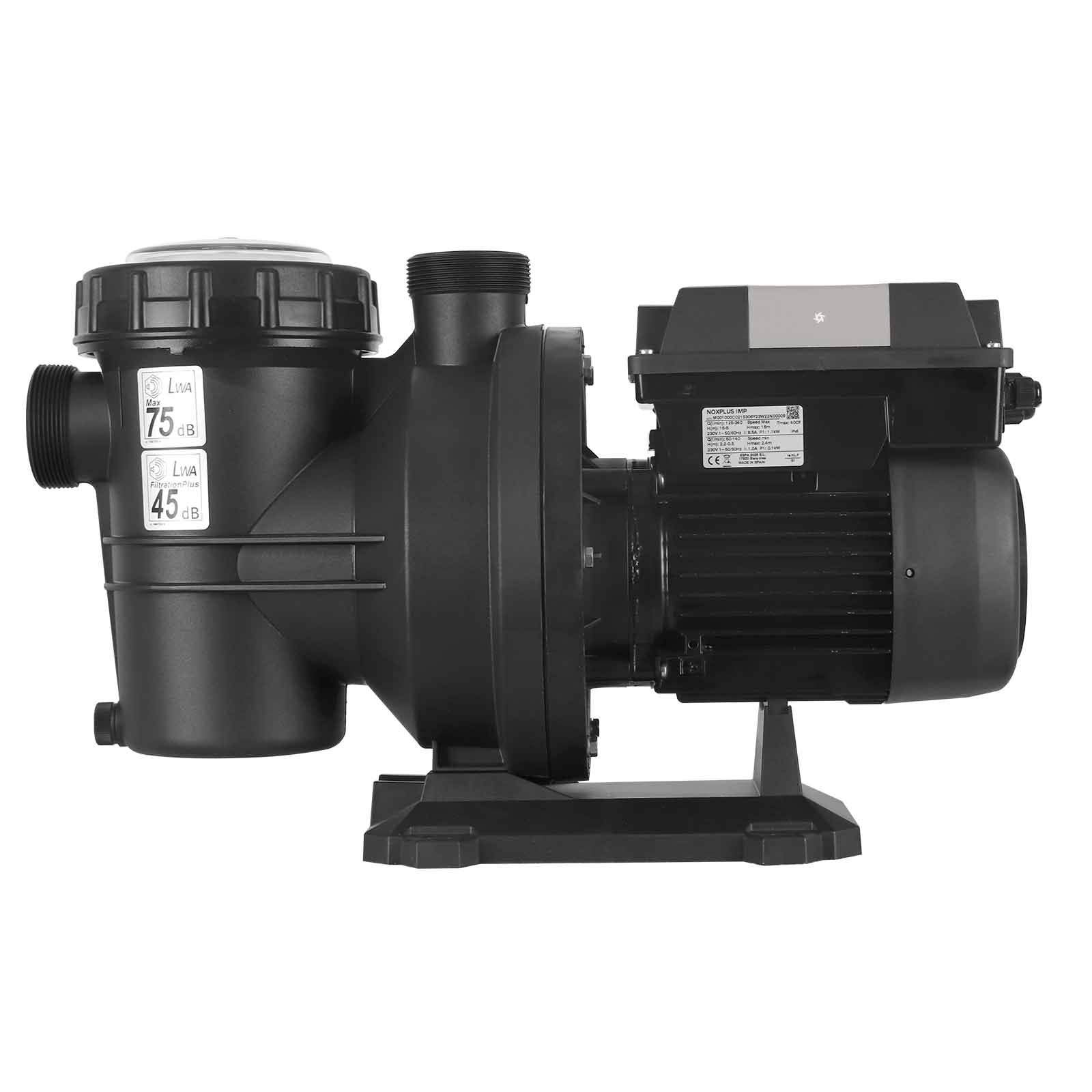 Motobomba centrífuga con velocidad variable para recircular y filtrar el agua de la piscina. Modelo: NOXPLUS100-1230