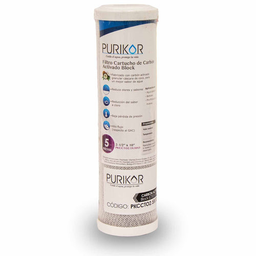 Filtro cartucho de carbón activado block (CTO). Modelo: PKCCTO2.5X10X5