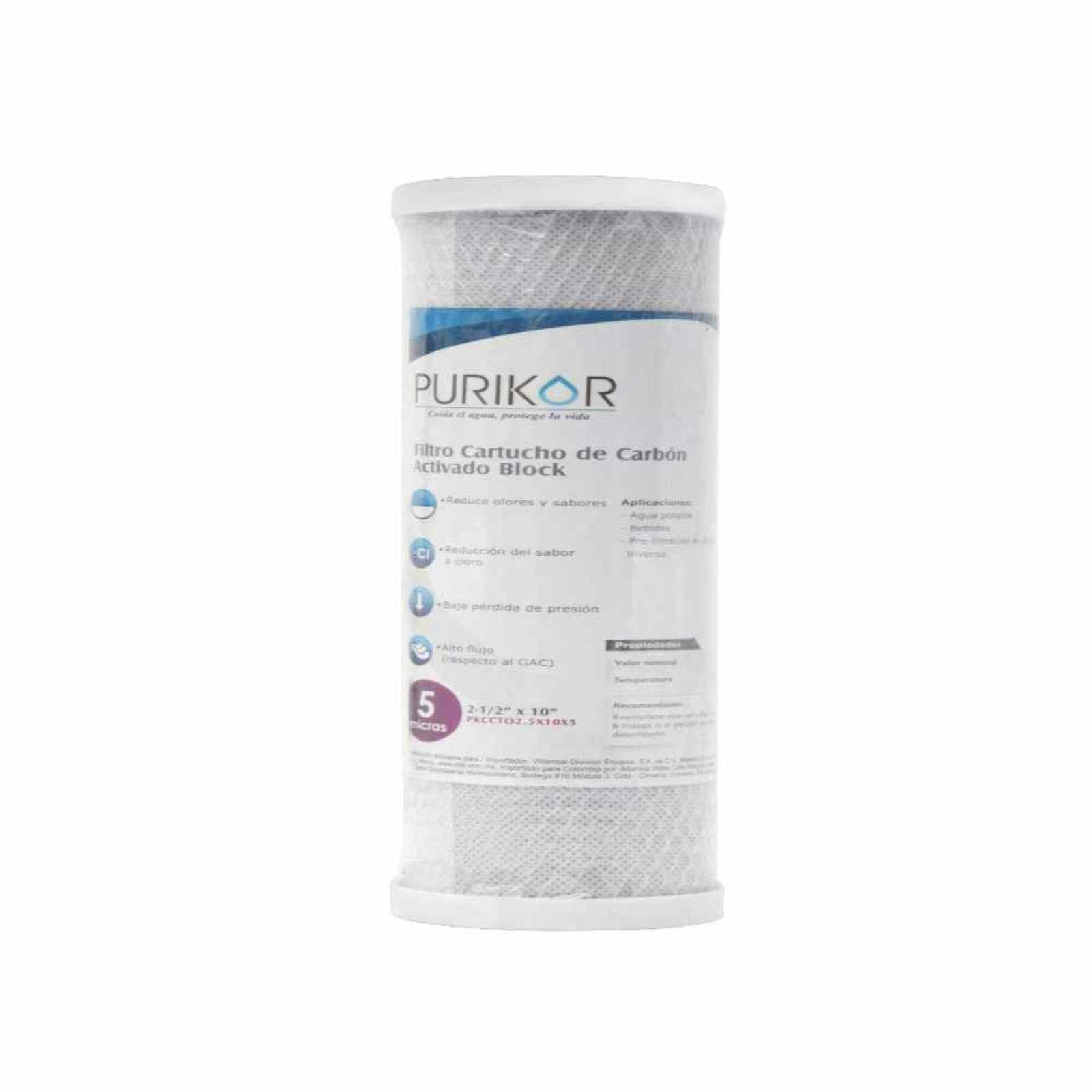 Filtro cartucho de carbón activado block (CTO). Modelo: PKCCTO4.5X10X5