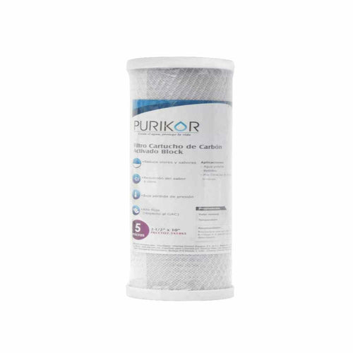 Filtro cartucho de carbón activado block (CTO). Modelo: PKCCTO4.5X10X5