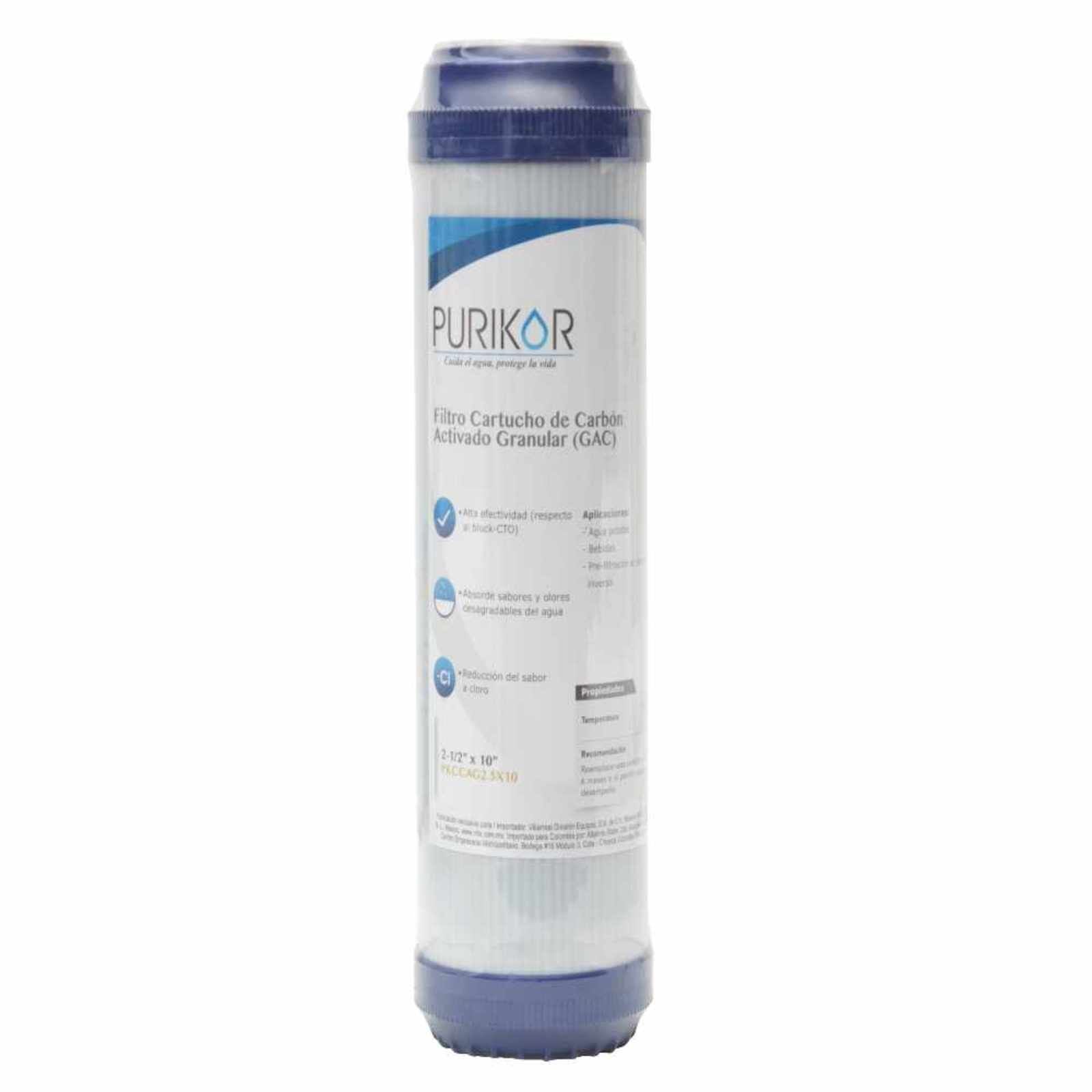 Filtro cartucho de carbón activado granular (GAC). Modelo: PKCGAC2.5X20