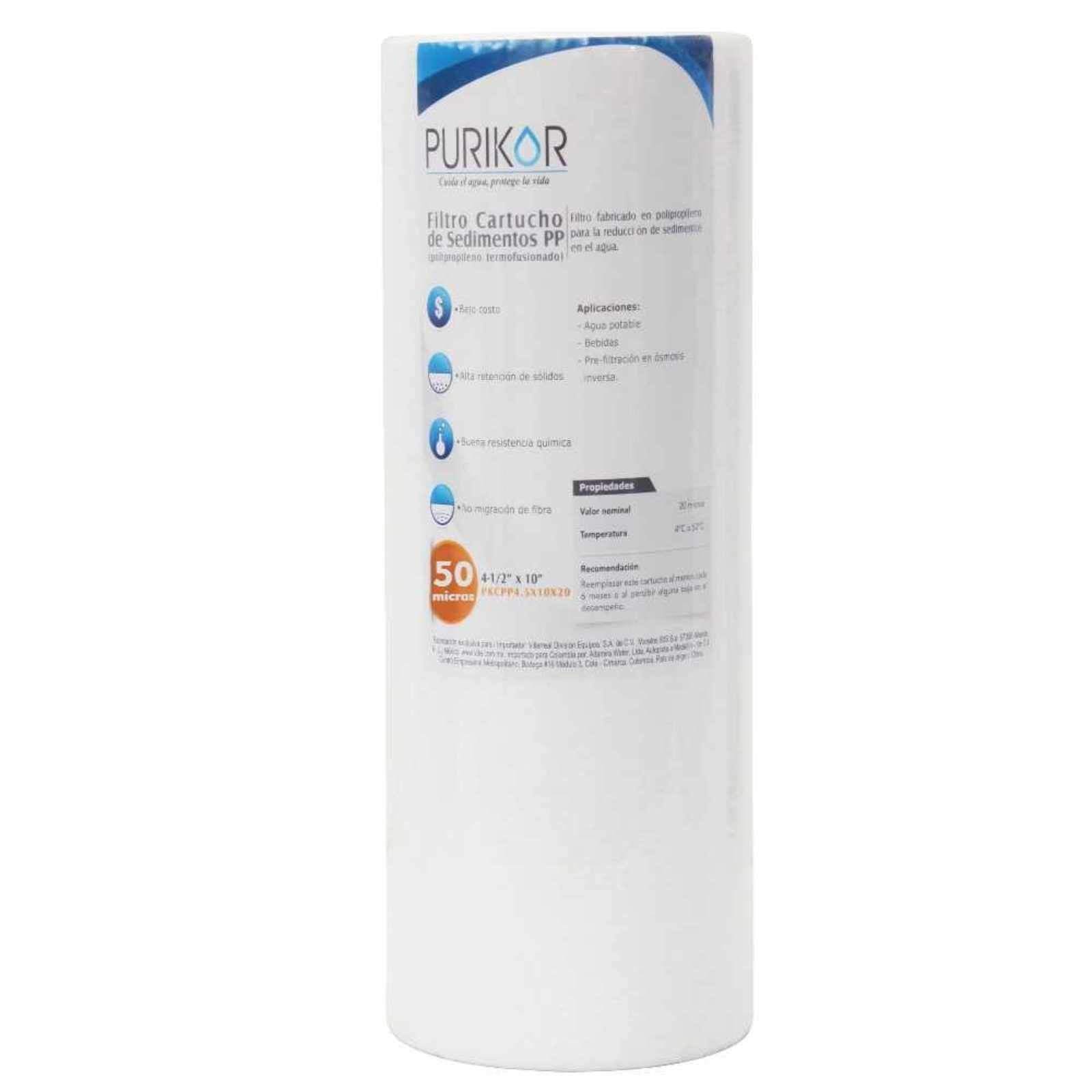 Filtro cartucho de polipropileno termofusionado. Modelo: PKCPP4.5X20X50