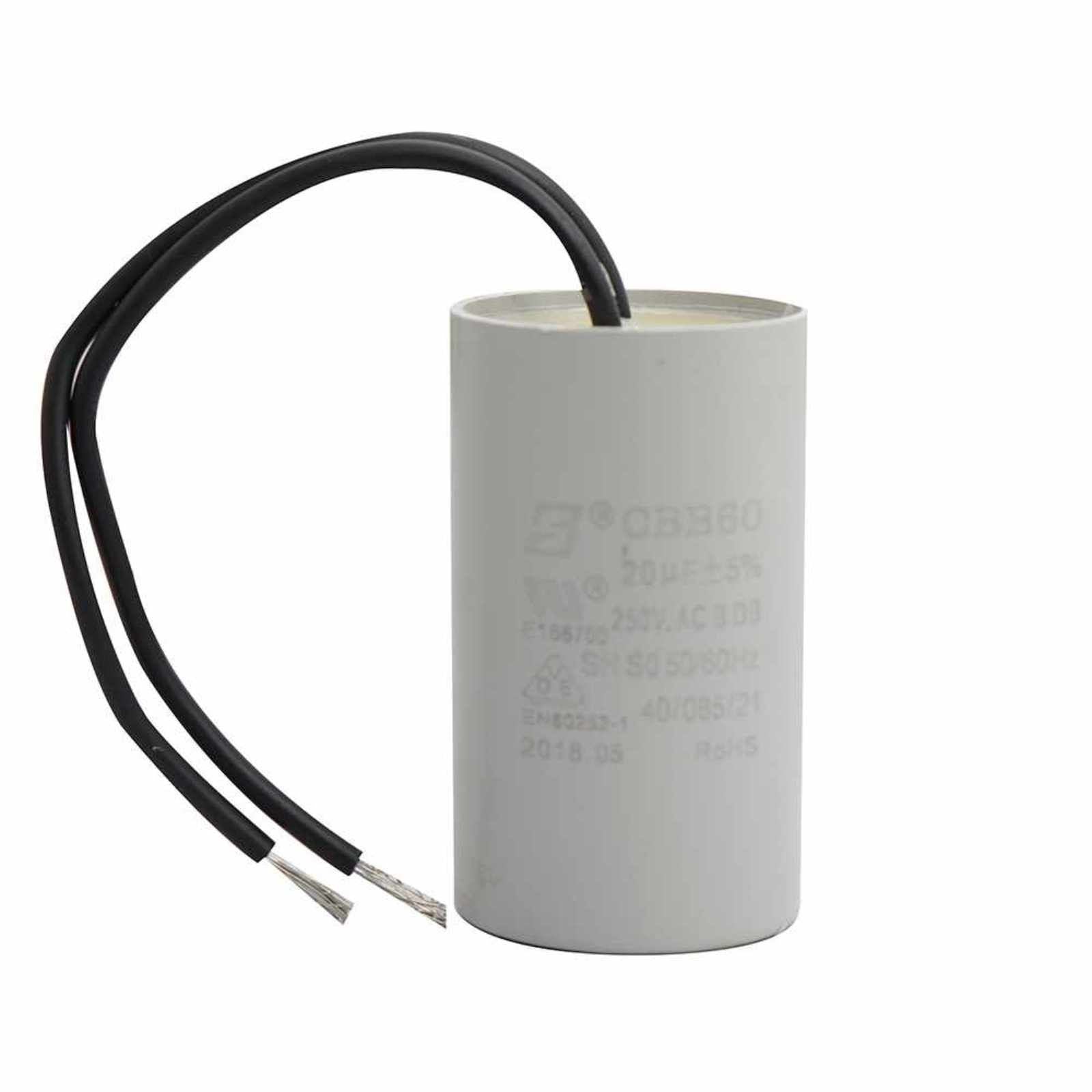 Capacitor 20MF ±5%, 250V, para la bomba DRANA-X-03-1127-A. Modelo: R-DRN-X03-CP