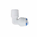 Adaptador codo tipo "L" para ÓSMOSIS, ULTRAFILTRACIÓN y FILTRACIÓN BÁSICA (RM1/4", T1/4"). Modelo: R-PK-DCC-002A