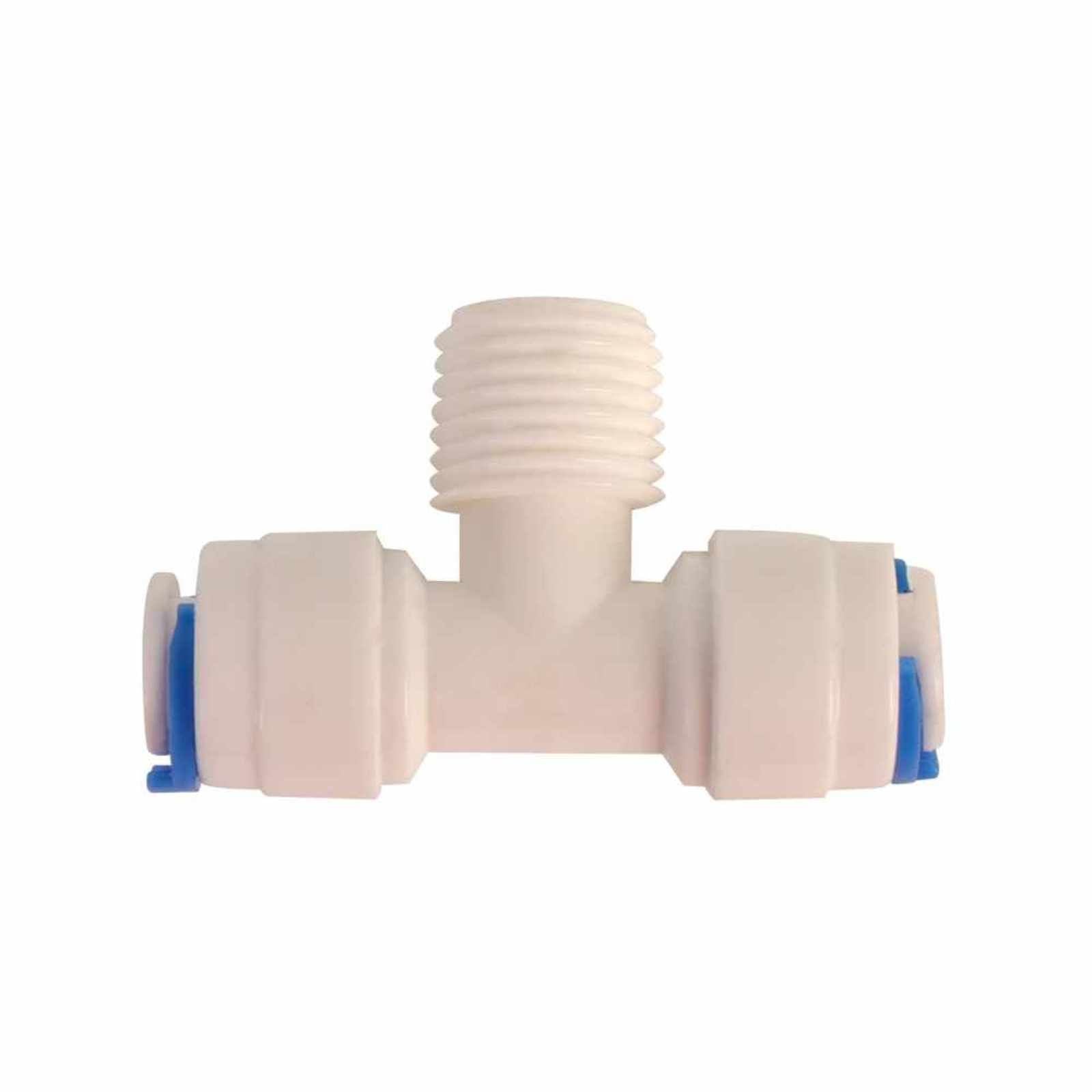 Adaptador tipo "T" para osmosis inversa 100G (T1/4", RM1/4", T1/4"). Modelo: R-PK-DCC-007A
