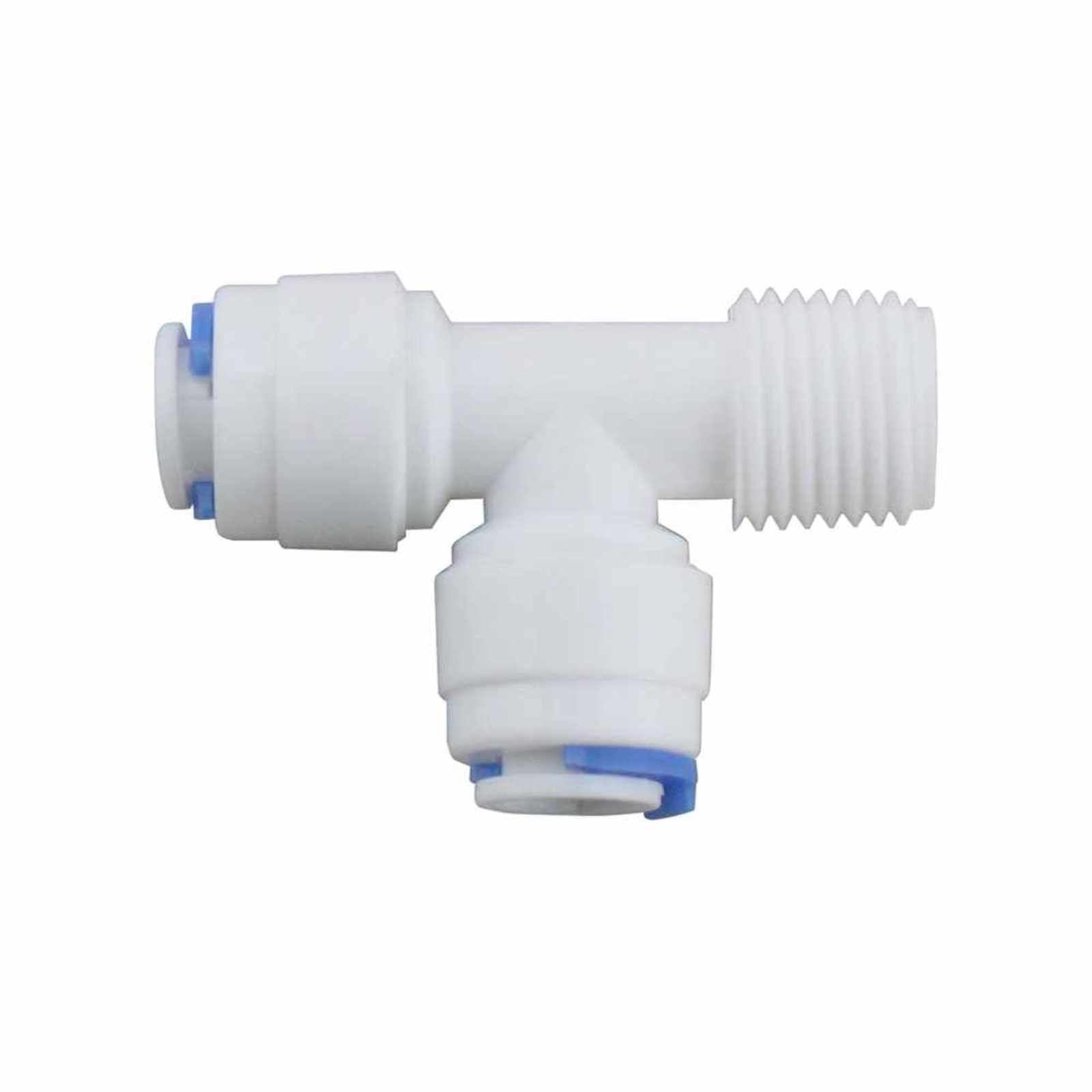 Adaptador tipo "T" para osmosis inversa de 100G y 400G (RM1/4", T1/4", T1/4"). Modelo: R-PK-DCC-008A
