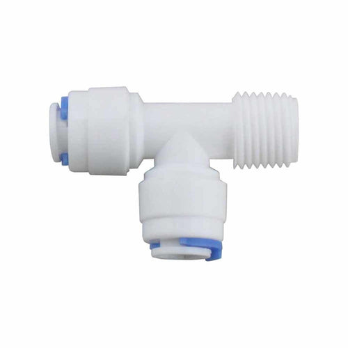 Adaptador tipo "T" para osmosis inversa de 100G y 400G (RM1/4", T1/4", T1/4"). Modelo: R-PK-DCC-008A