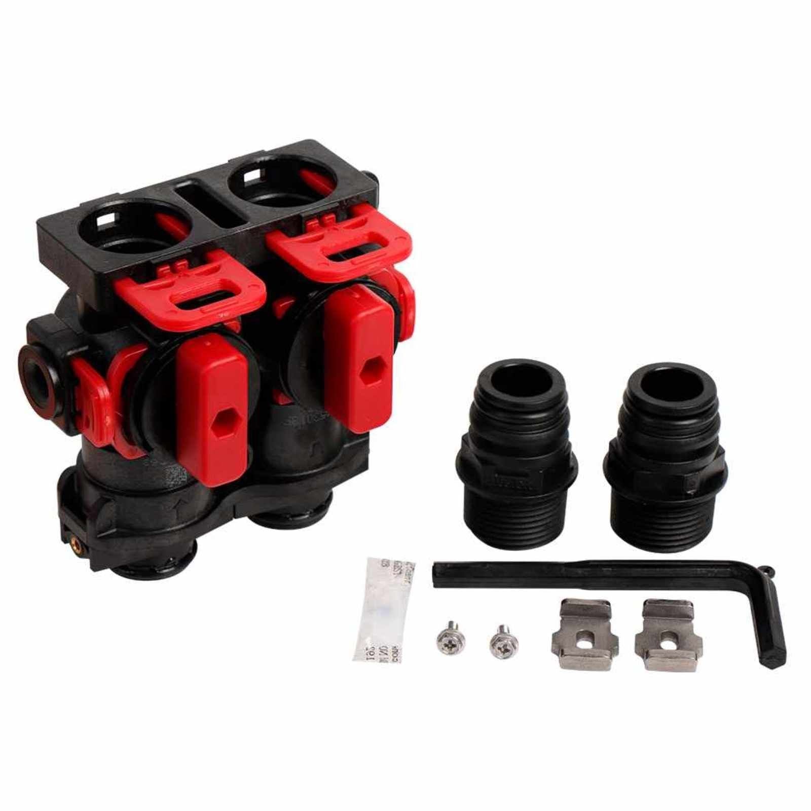 Bypass para válvulas de control automático entrada/salida 1" NPT, para modelos de filtración y suavización de 26 a 32 gpm. Modelo: R-PK02170015Q