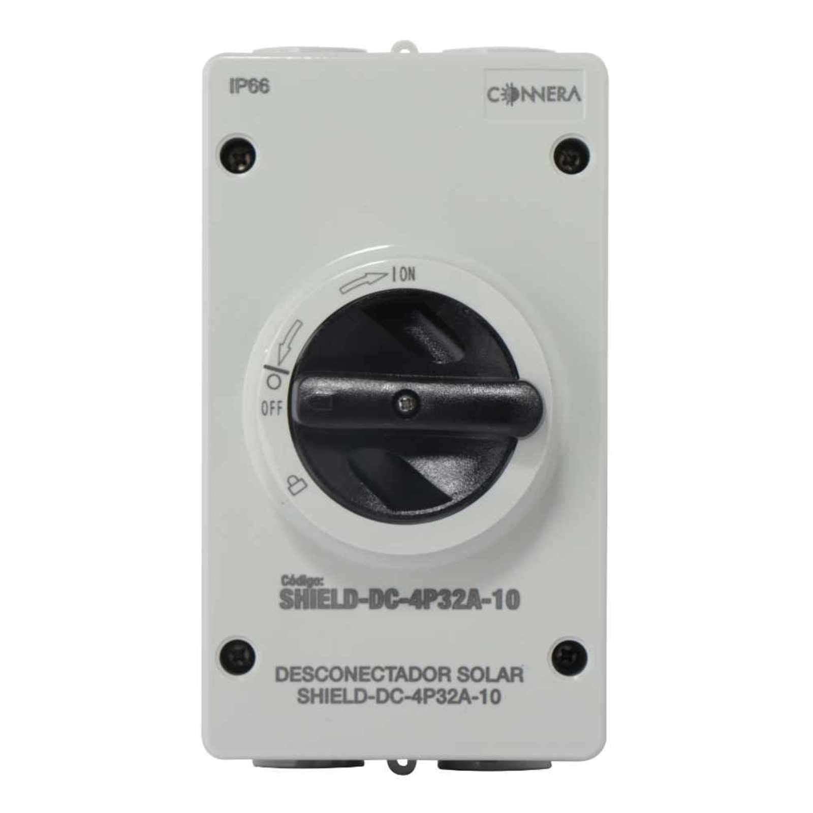 Desconectador de corriente directa. Modelo: SHIELD-DC-4P32A-10