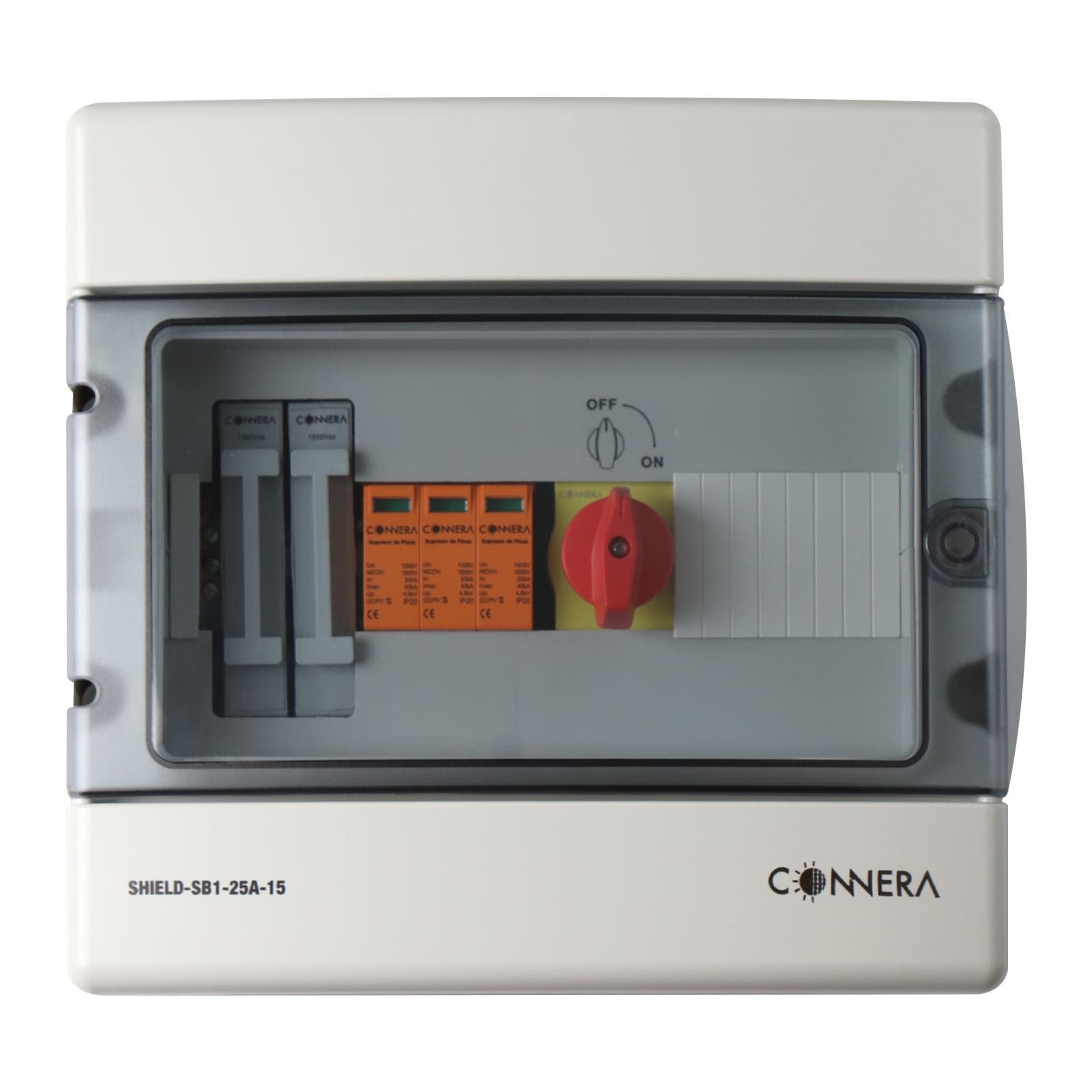 Caja de protección para corriente directa. Modelo: SHIELD-SB1-25A-15