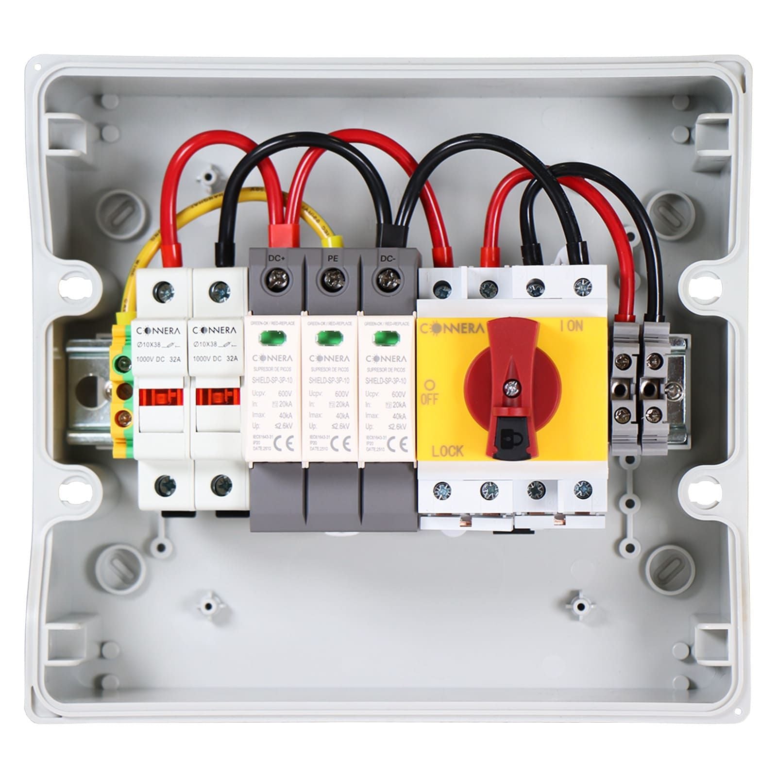 Caja de protección para corriente directa 1000 Vcc. CONNERA. Modelo: SHIELD-SB1/1-1000