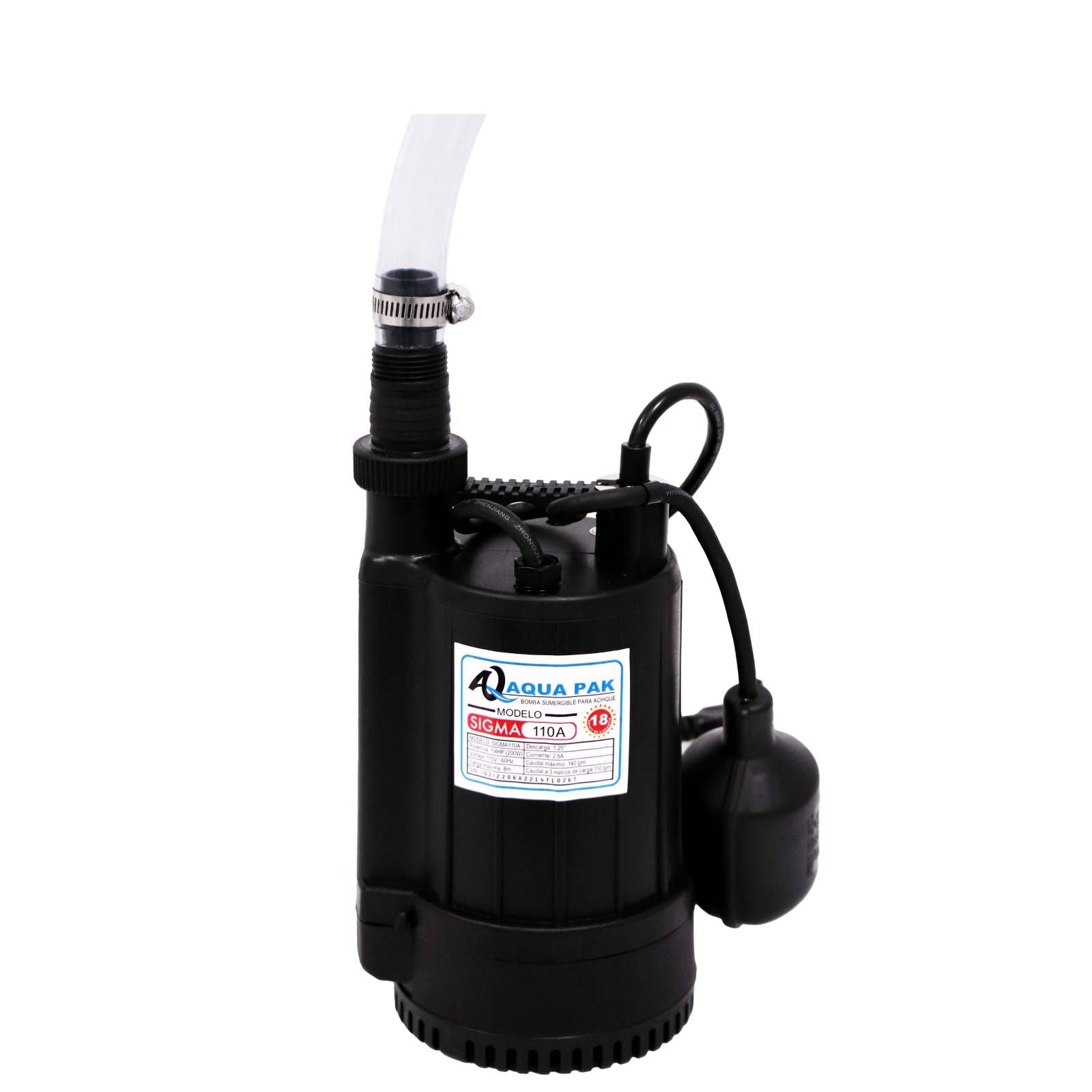 AQUA PAK Modelo SIGMA110A — Motobomba sumergible para efluentes 1/4 HP