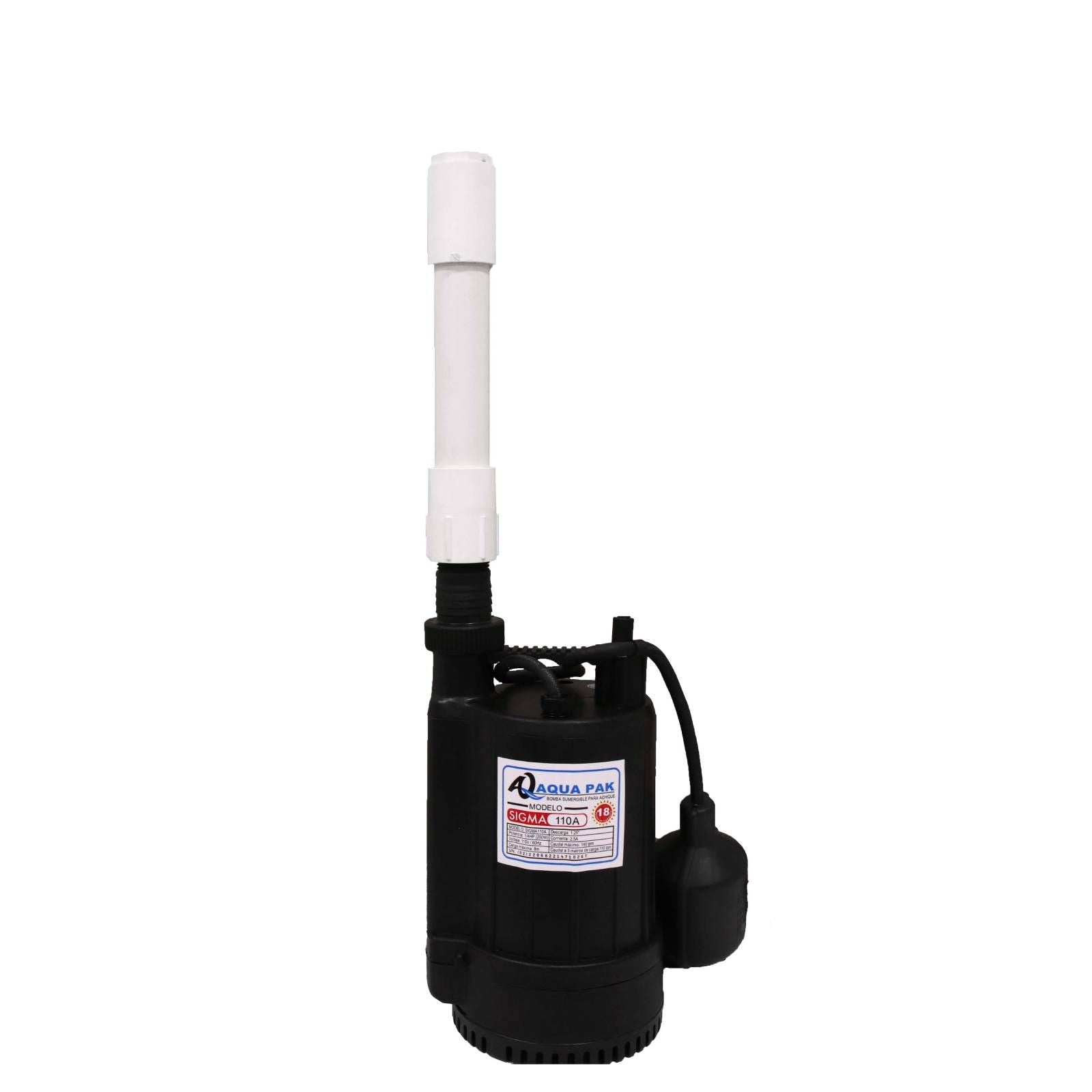 AQUA PAK Modelo SIGMA110A — Motobomba sumergible para efluentes 1/4 HP