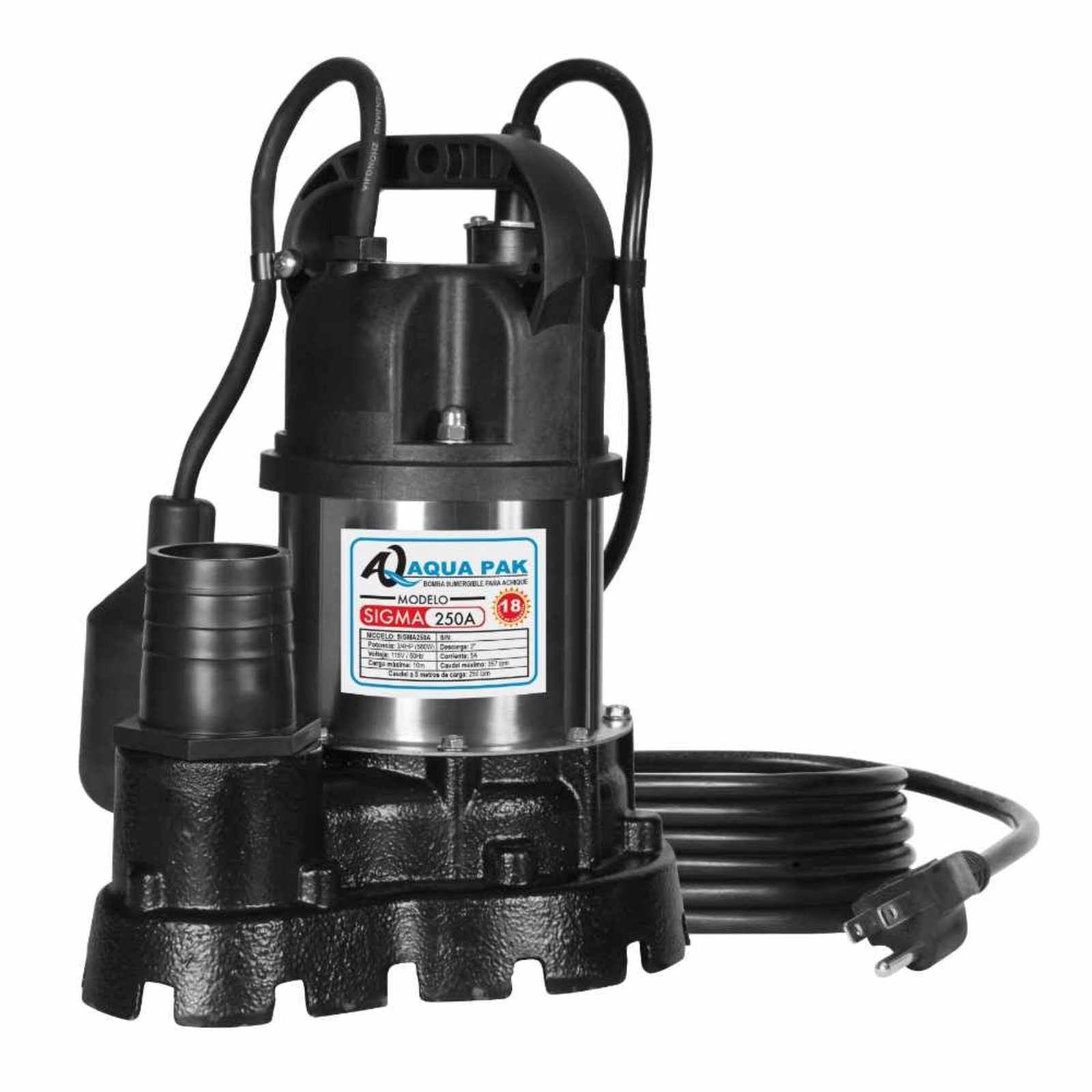 AQUA PAK Modelo SIGMA250A — Motobomba sumergible para efluentes 3/4 HP