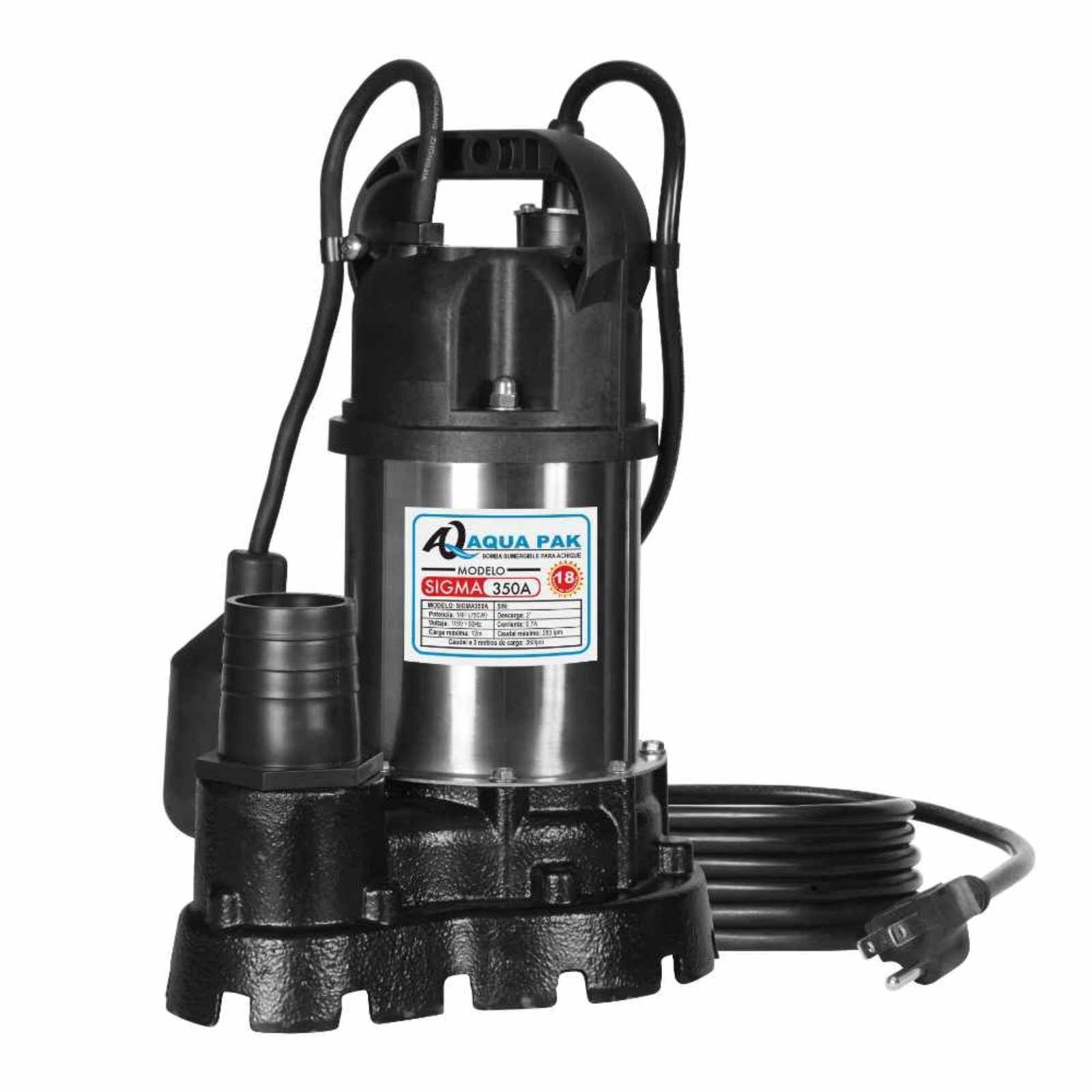 AQUA PAK Modelo SIGMA350A — Motobomba sumergible para efluentes 1 HP
