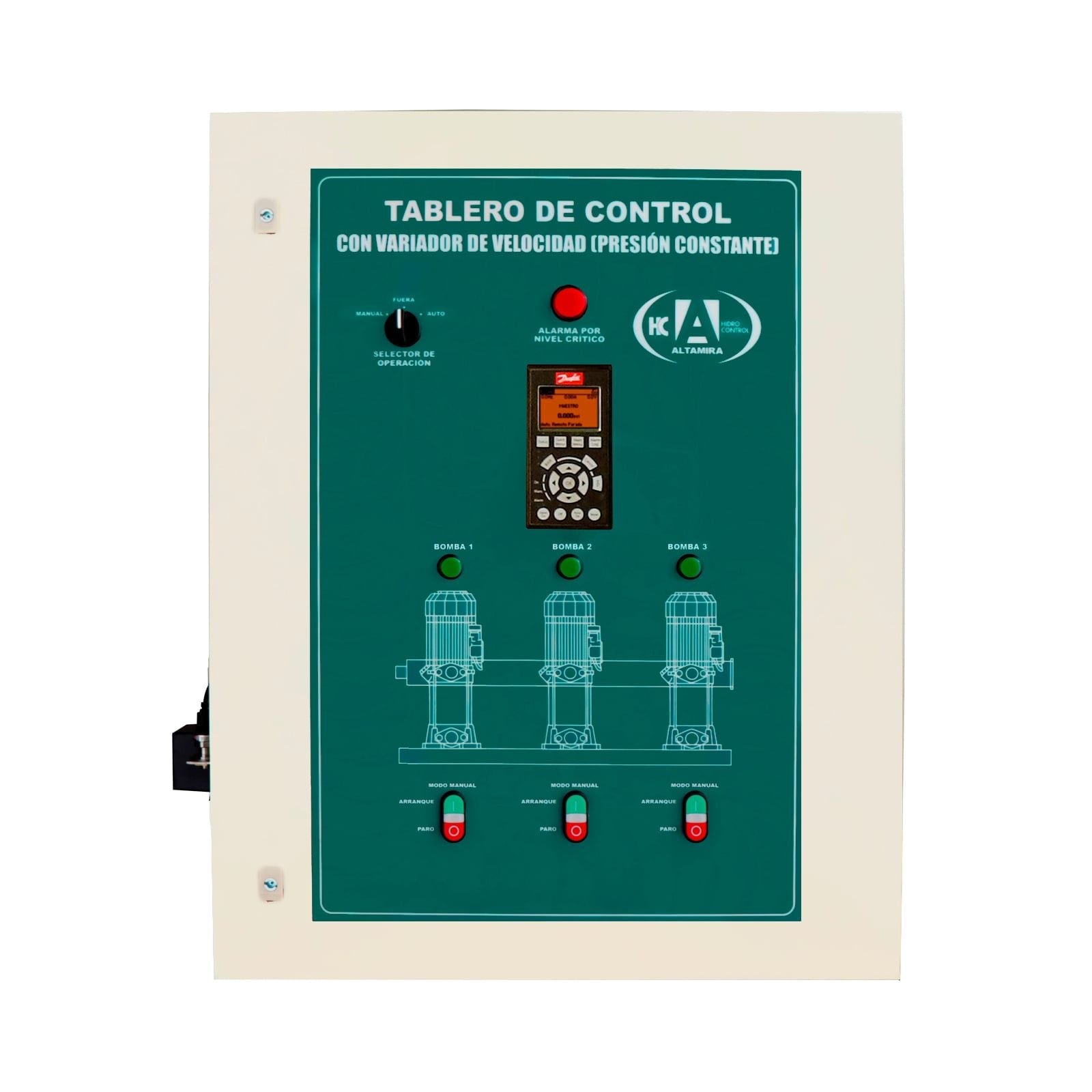 Tablero triplex alternador-simultaneador con variador de frecuencia. Modelo: TASA3 103440VV