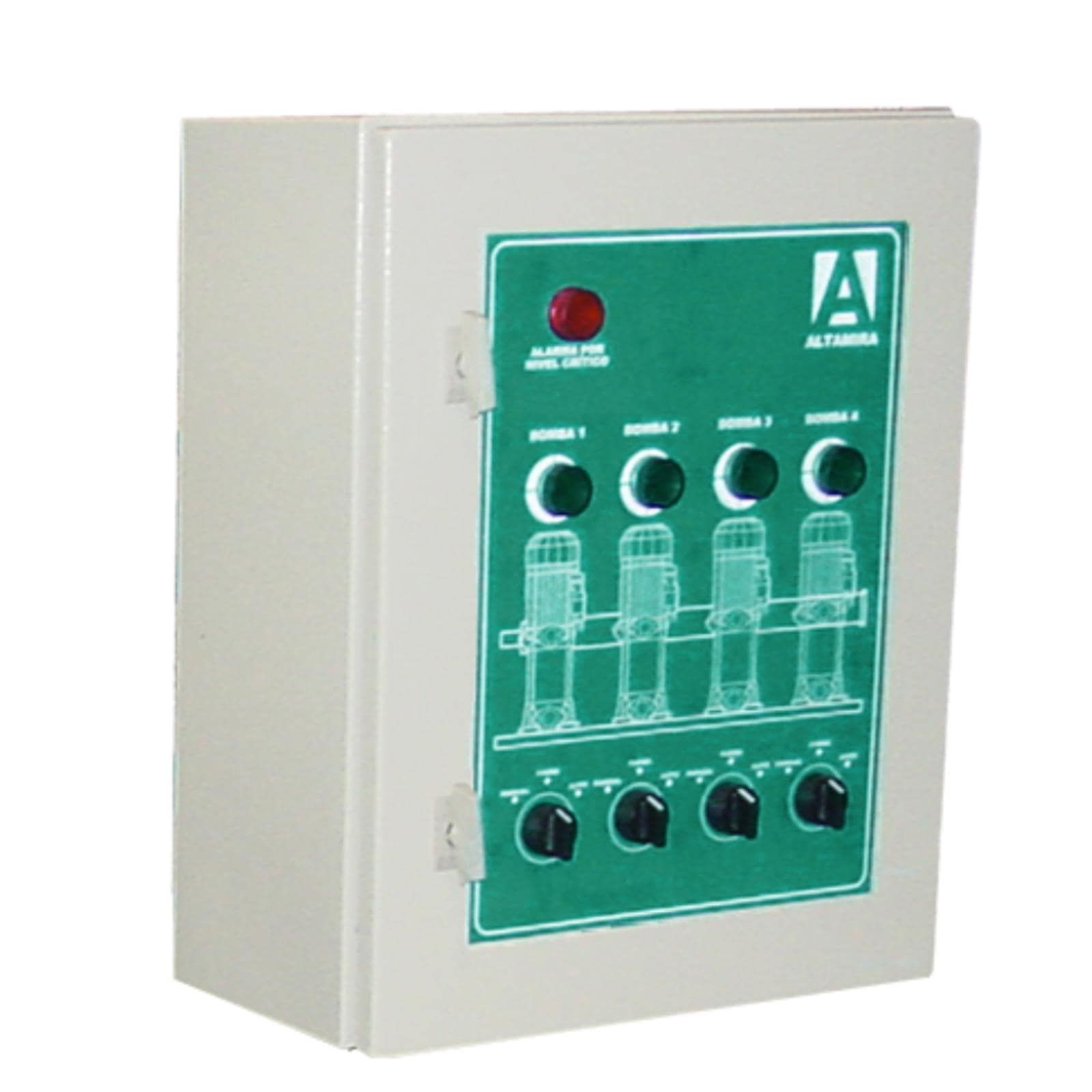 Tablero cuadruplex alternador-simultaneador para sistema hidroneumático. Modelo: TASA4 153440H